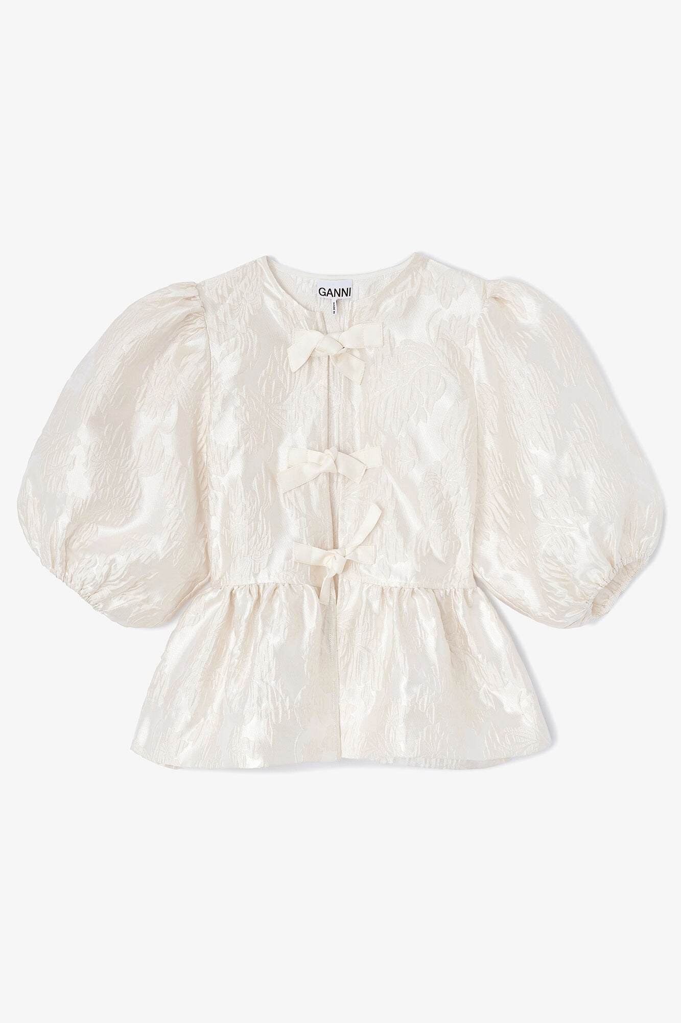Satin Peplum Tie Blouse - GANNI
