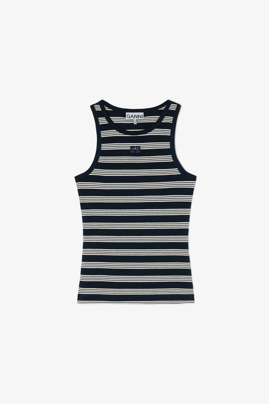 Stripe Rib Tank Top - GANNI