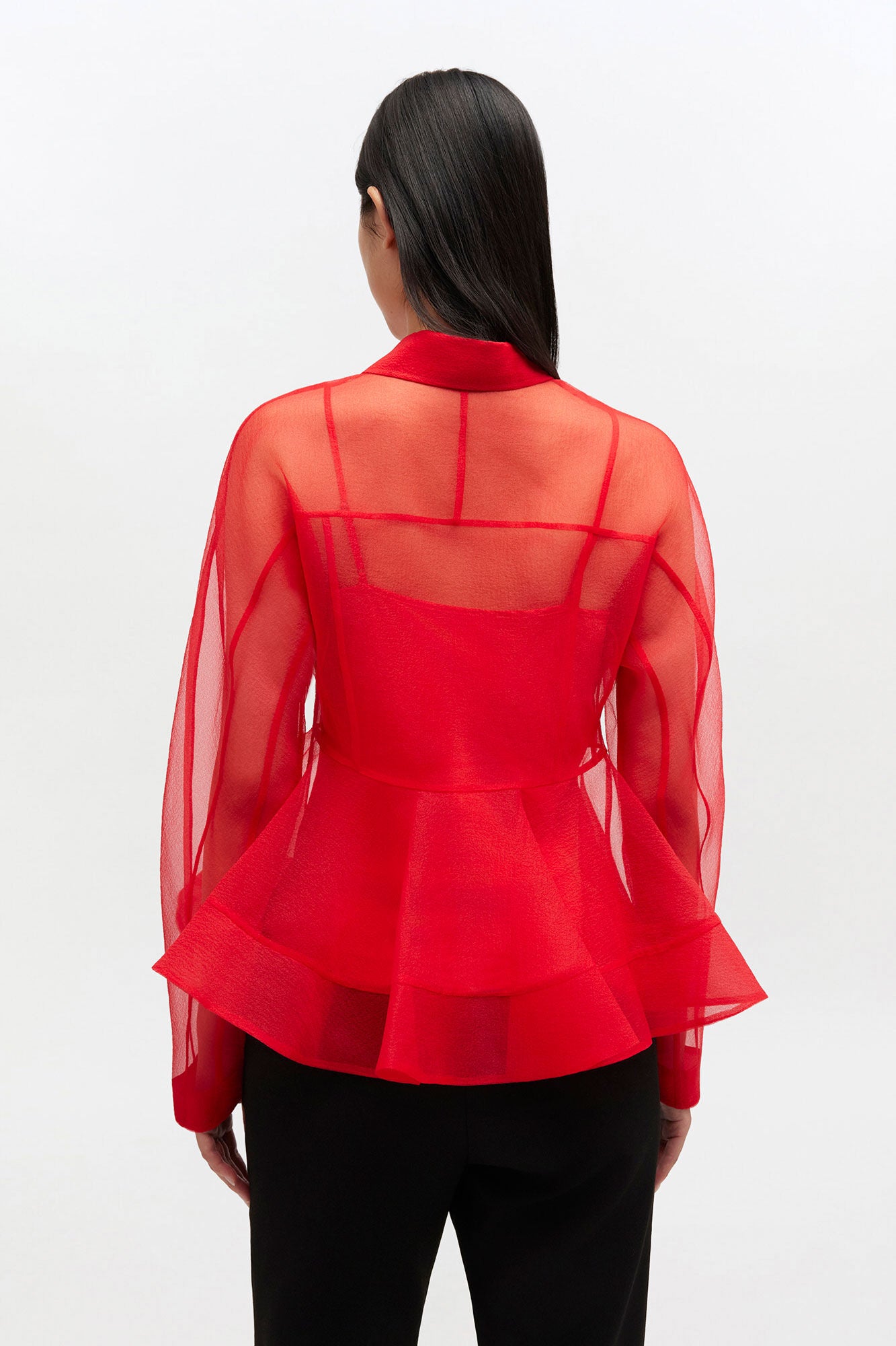 Red Organza Peplum Shirt - GANNI