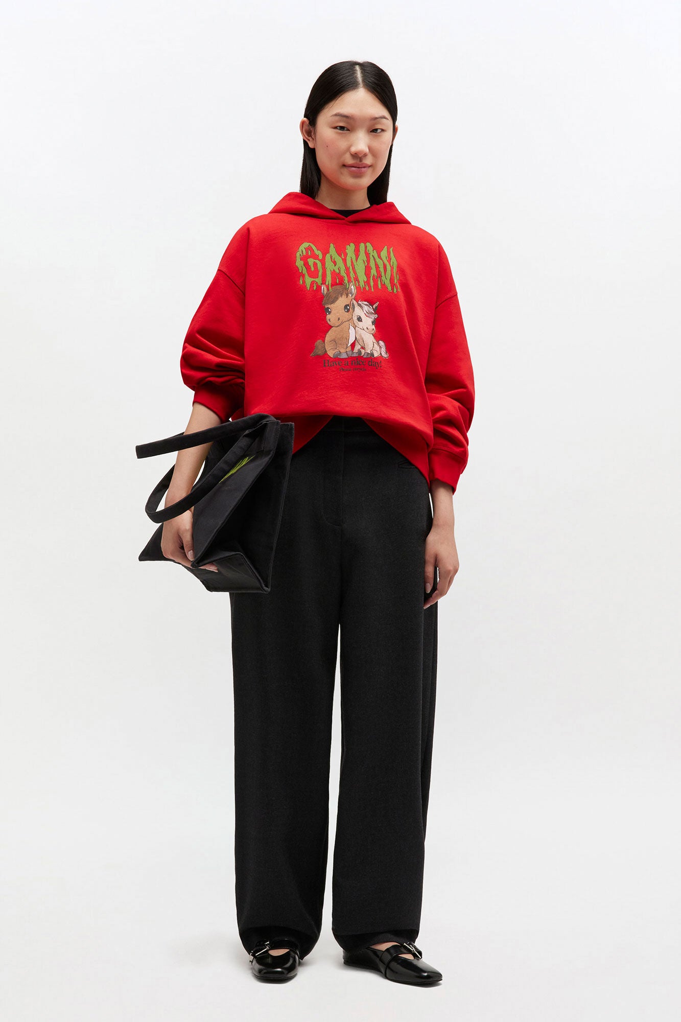 Red Graphic Cropped Hoodie - GANNI
