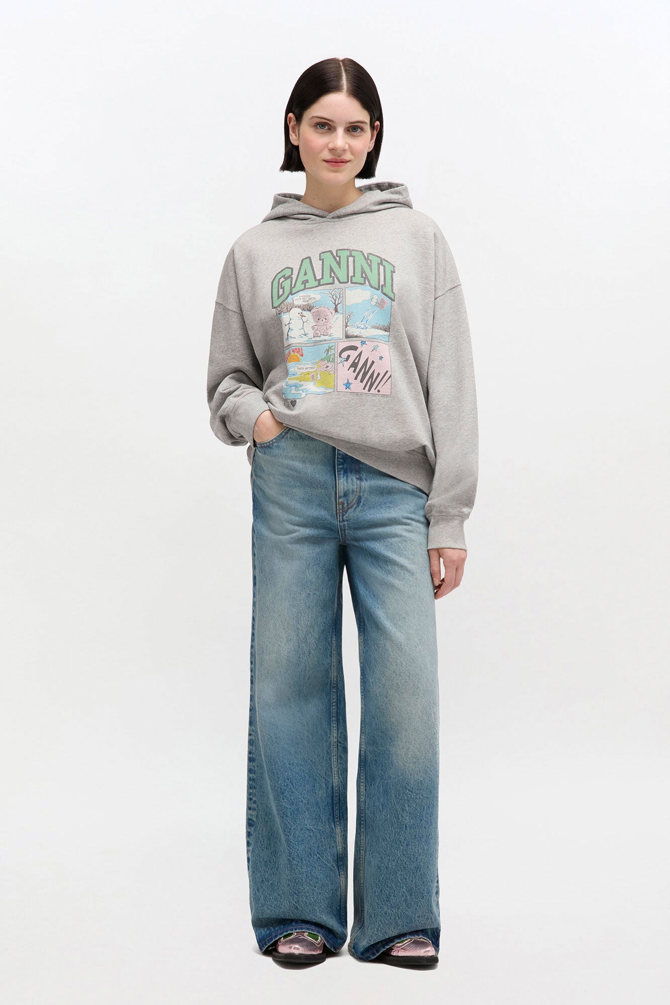 Grey Bear Comic Hoodie - GANNI