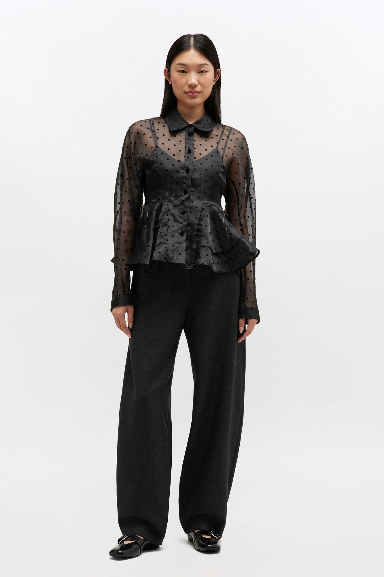 Black Organza Peplum Shirt - GANNI