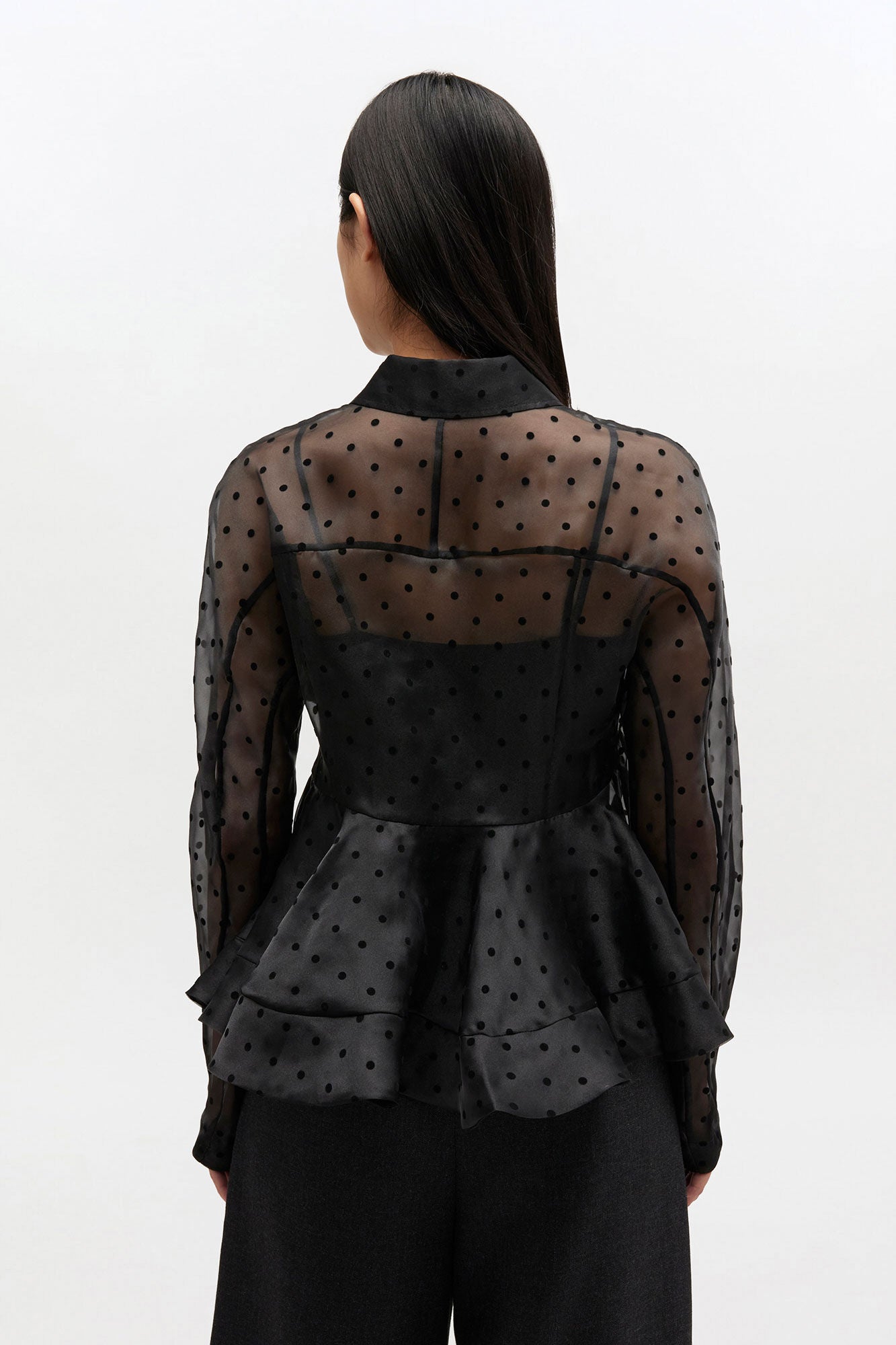 Black Organza Peplum Shirt - GANNI
