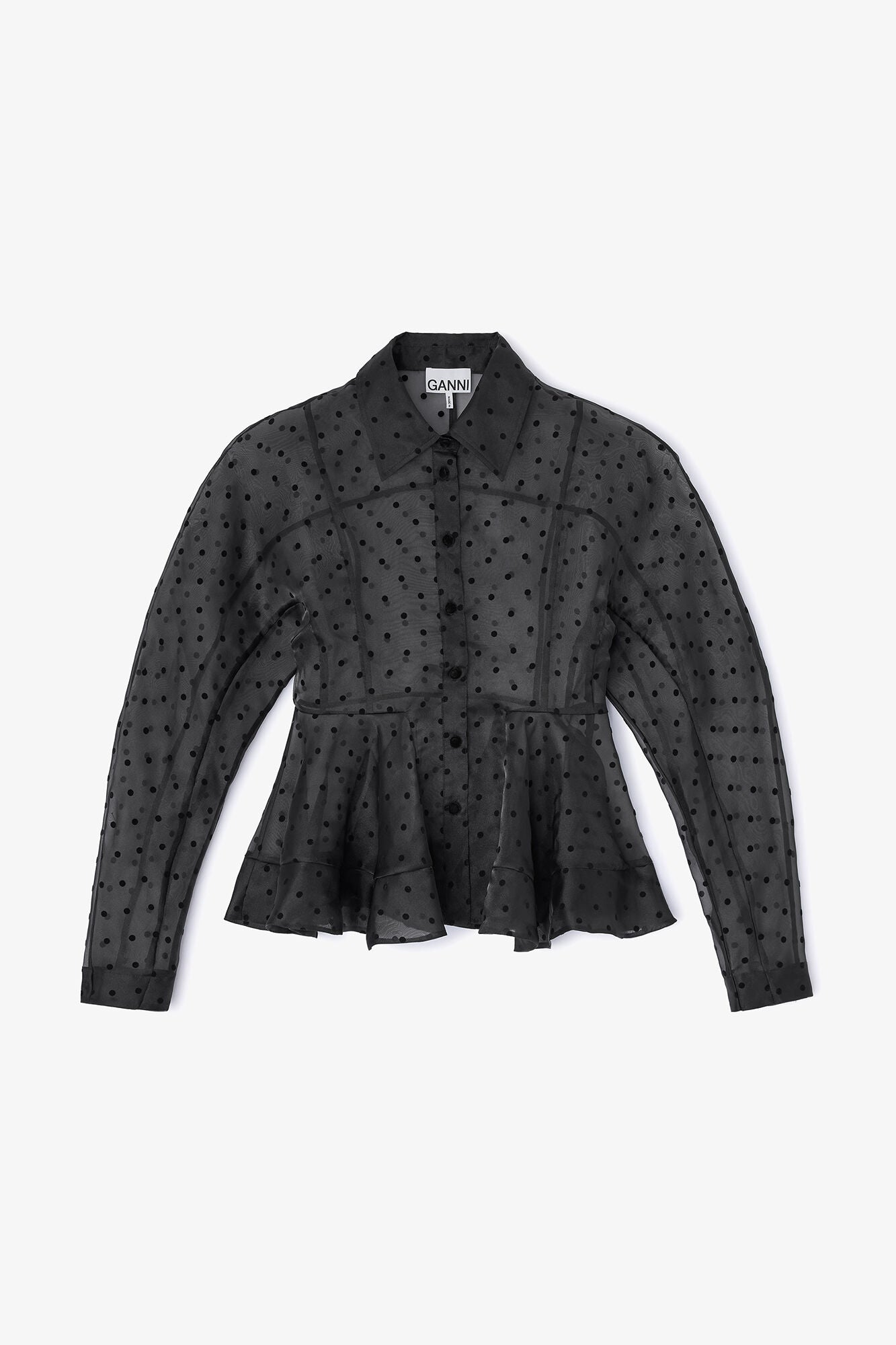 Black Organza Peplum Shirt - GANNI
