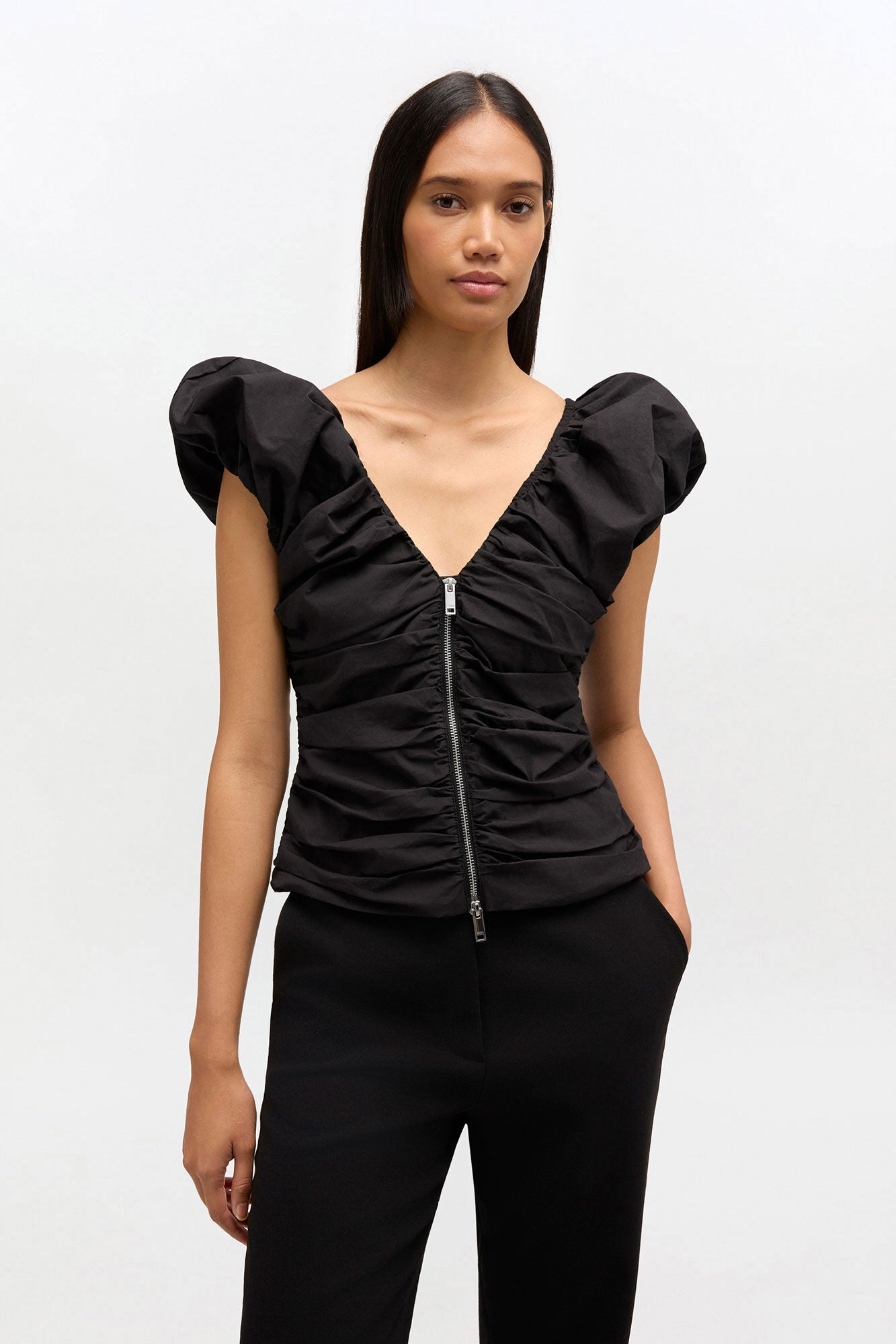 Black Ruched Top - GANNI