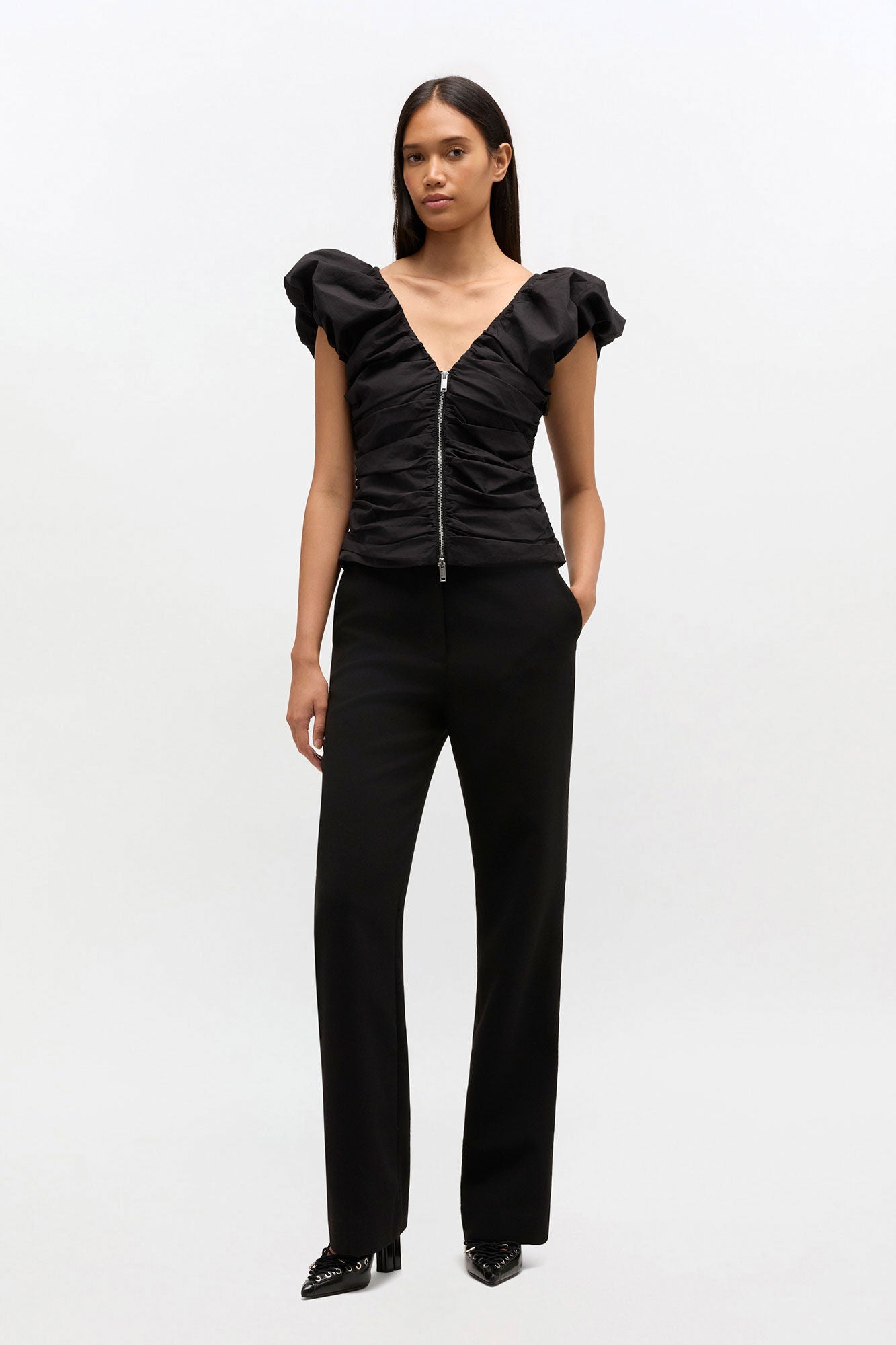 Black Ruched Top - GANNI
