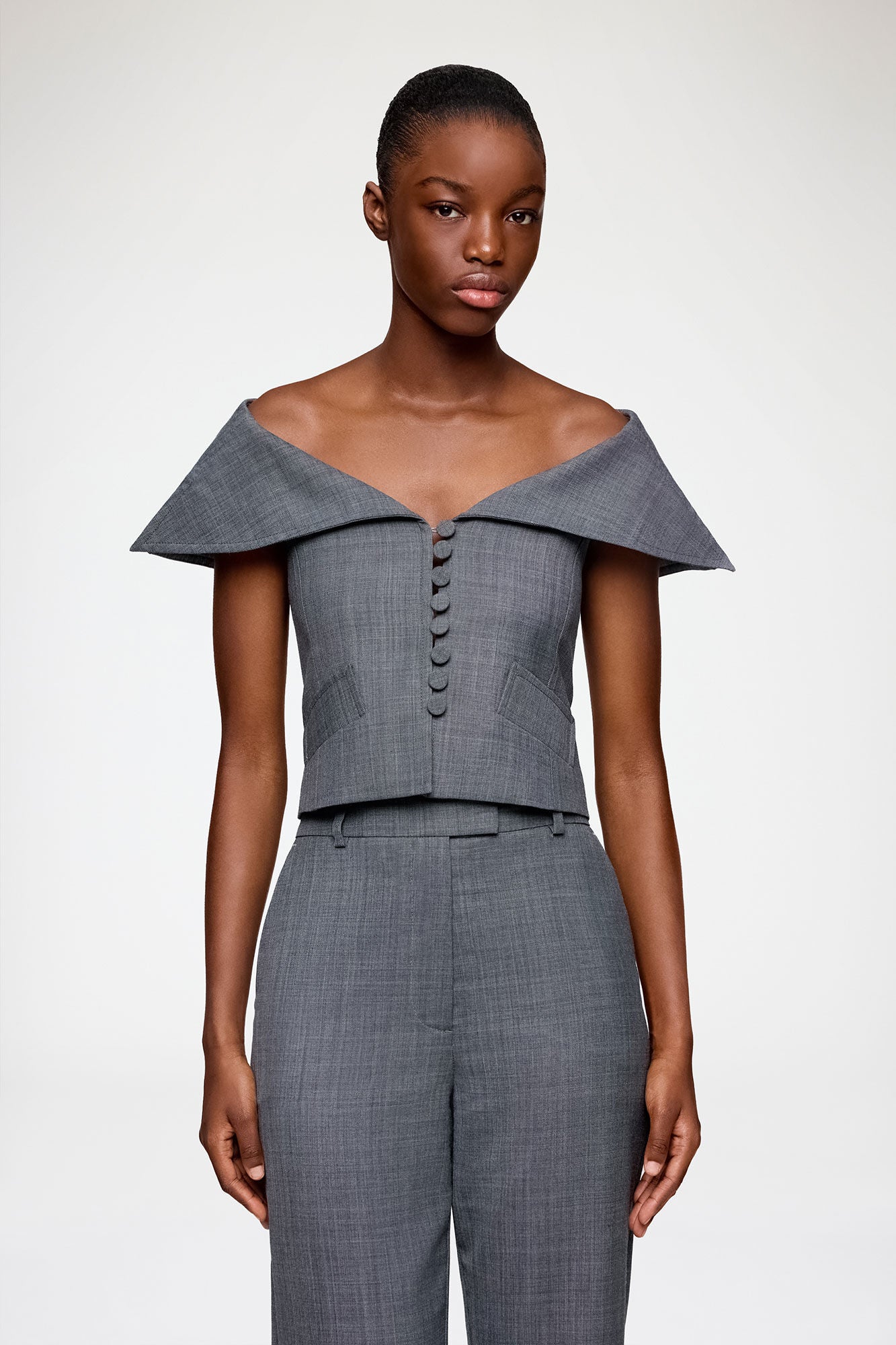 Vest in Grey Wool Melange - GANNI