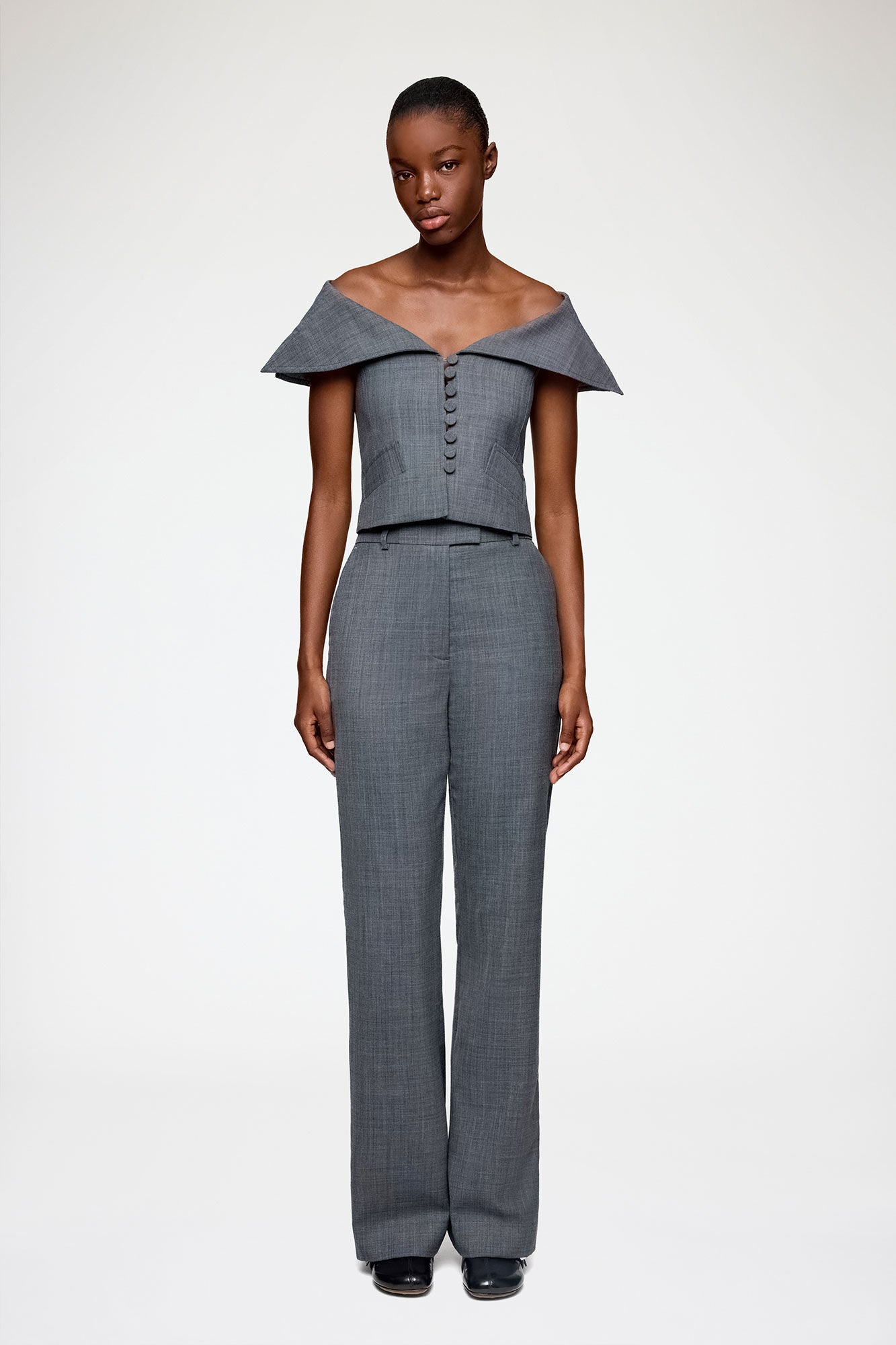 Vest in Grey Wool Melange - GANNI