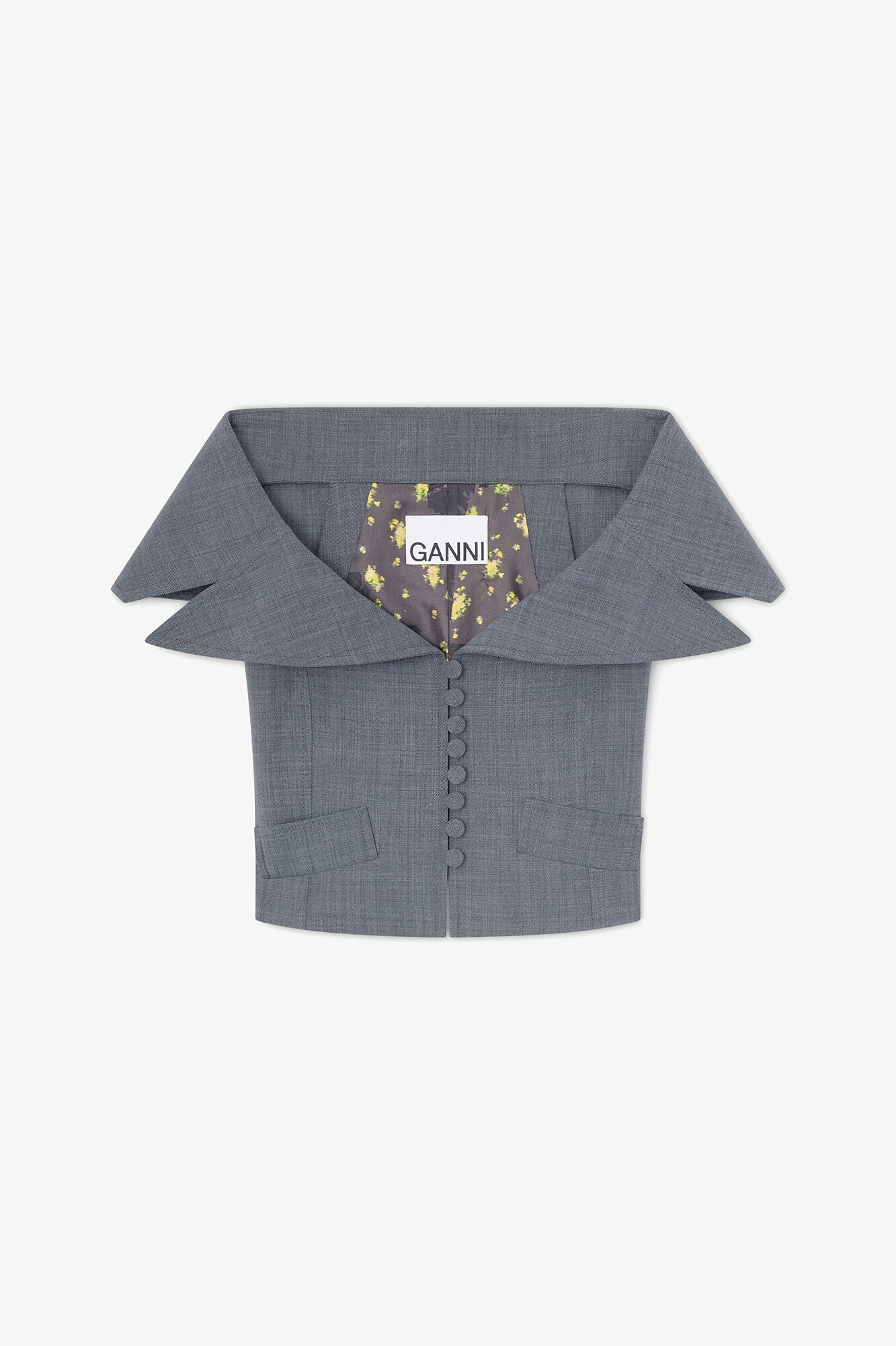 Vest in Grey Wool Melange - GANNI