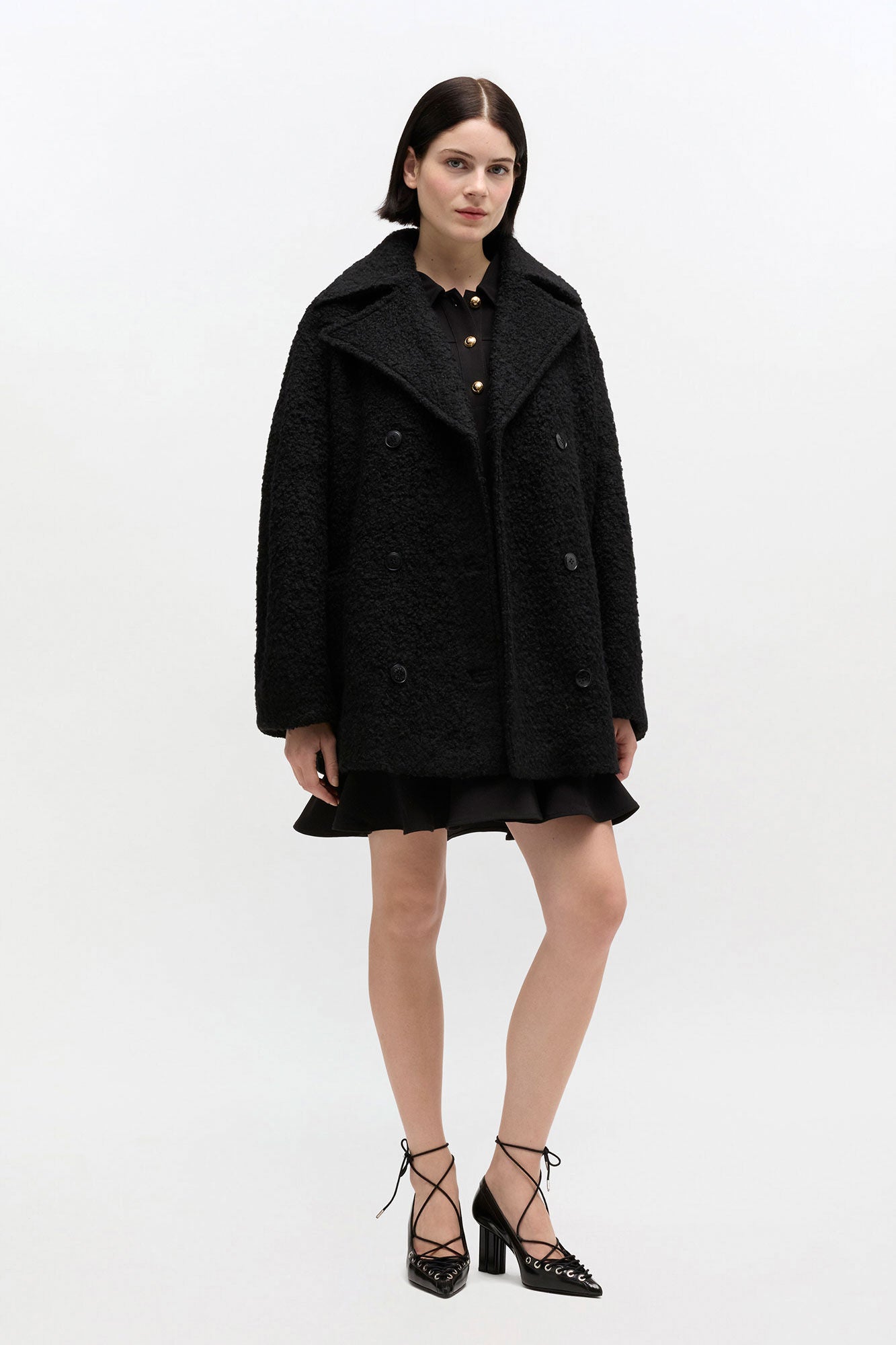 Black Boucle Midi Coat - GANNI