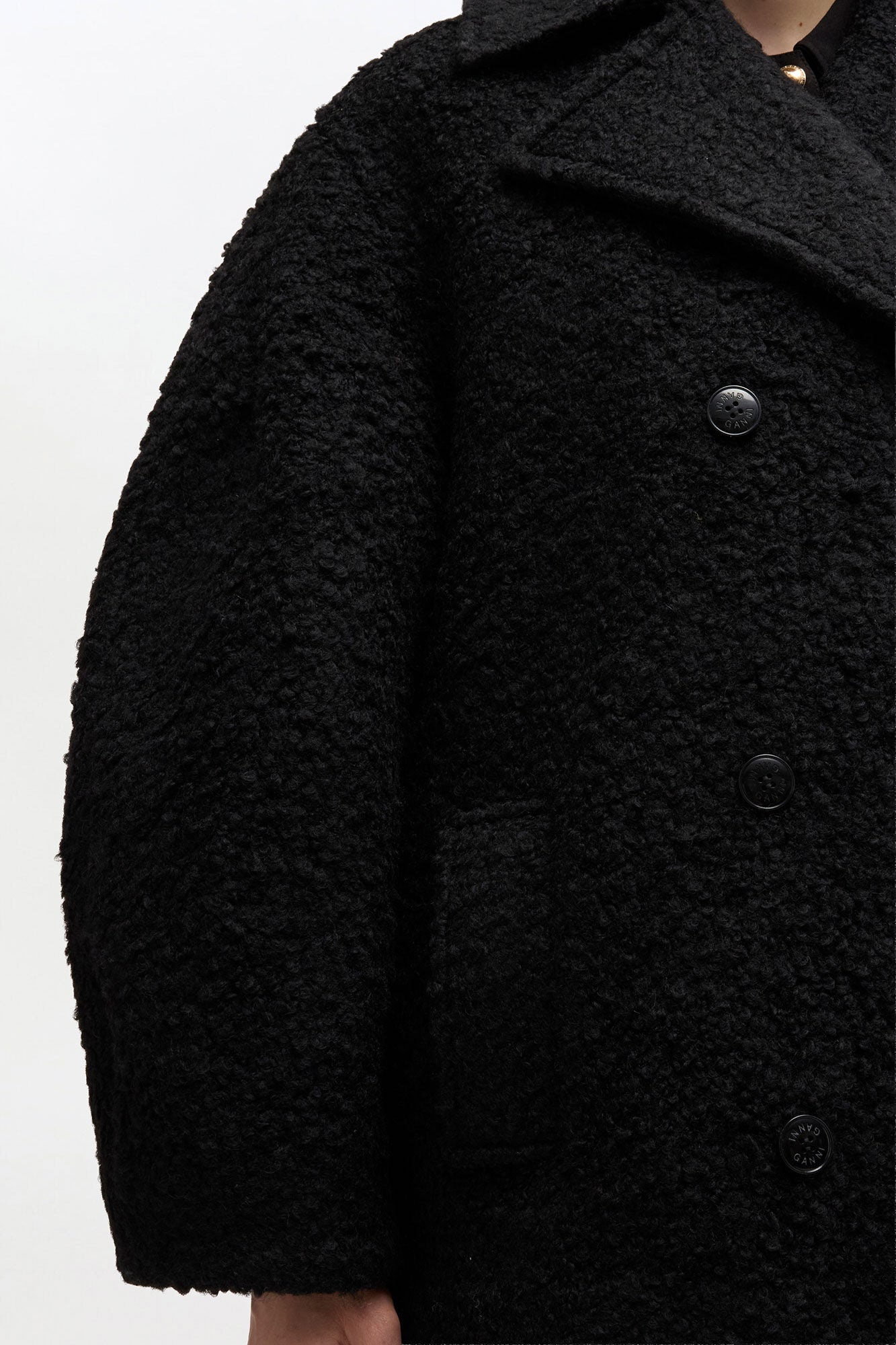 Black Boucle Midi Coat - GANNI