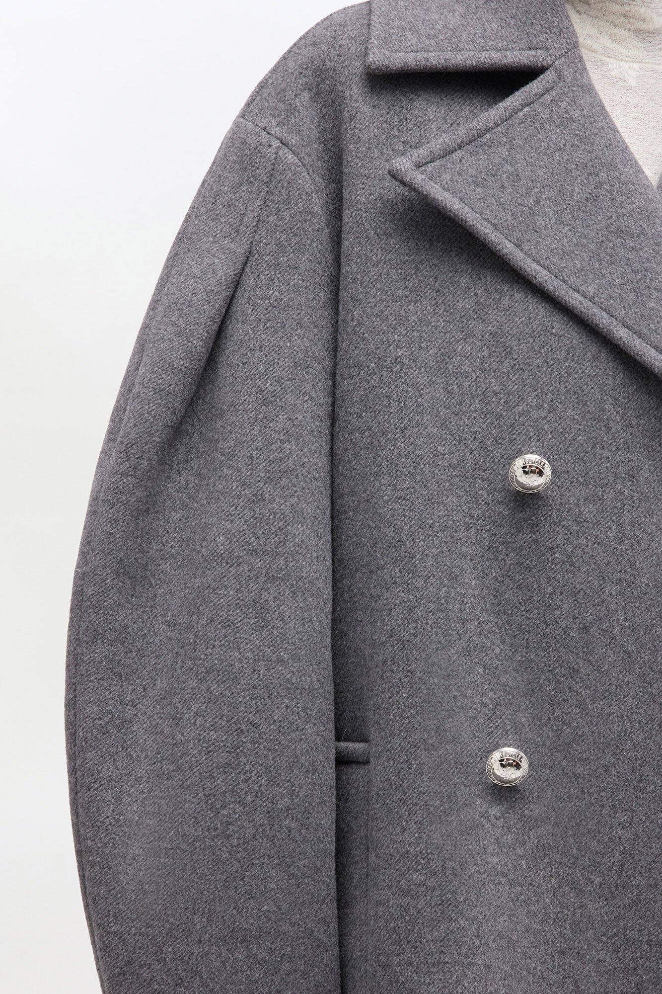 Grey Wool Oversized Midi Peacoat - GANNI