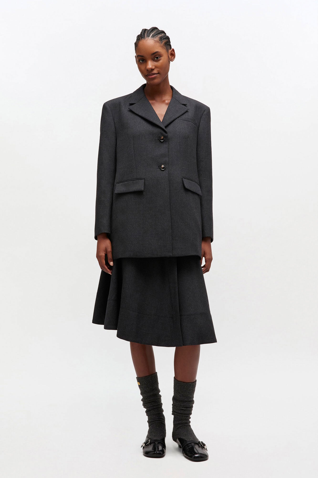 Grey Wool Suiting Blazer - GANNI