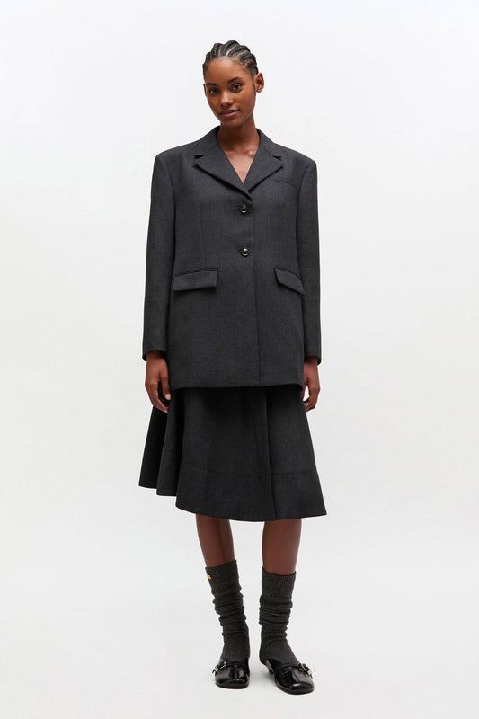 Grey Wool Suiting Blazer - GANNI