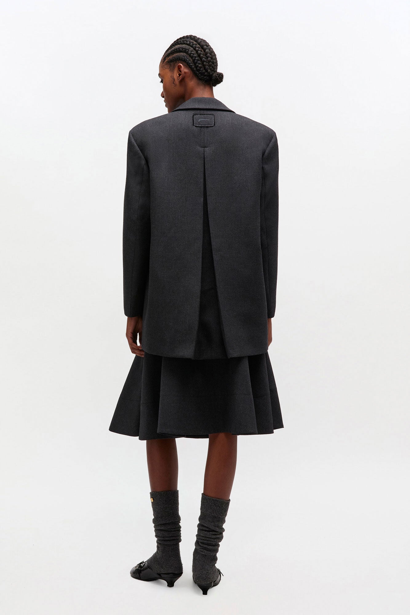 Grey Wool Suiting Blazer - GANNI