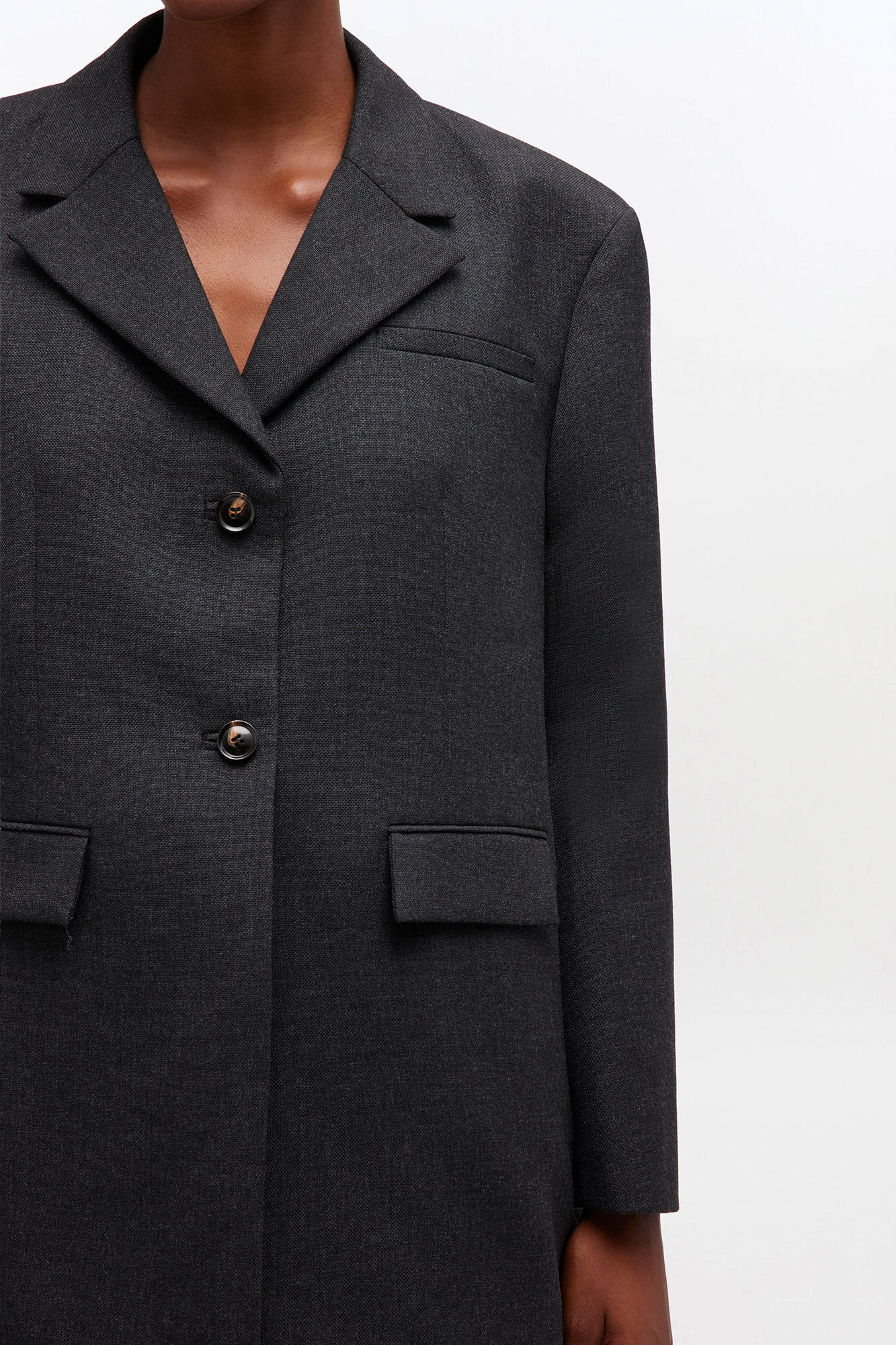 Grey Wool Suiting Blazer - GANNI