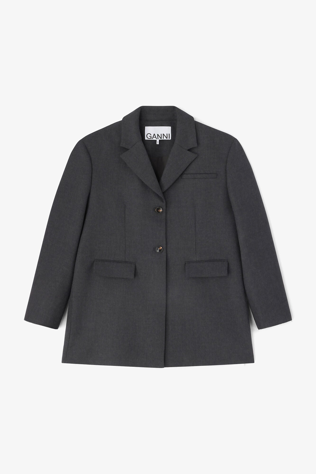 Grey Wool Suiting Blazer - GANNI