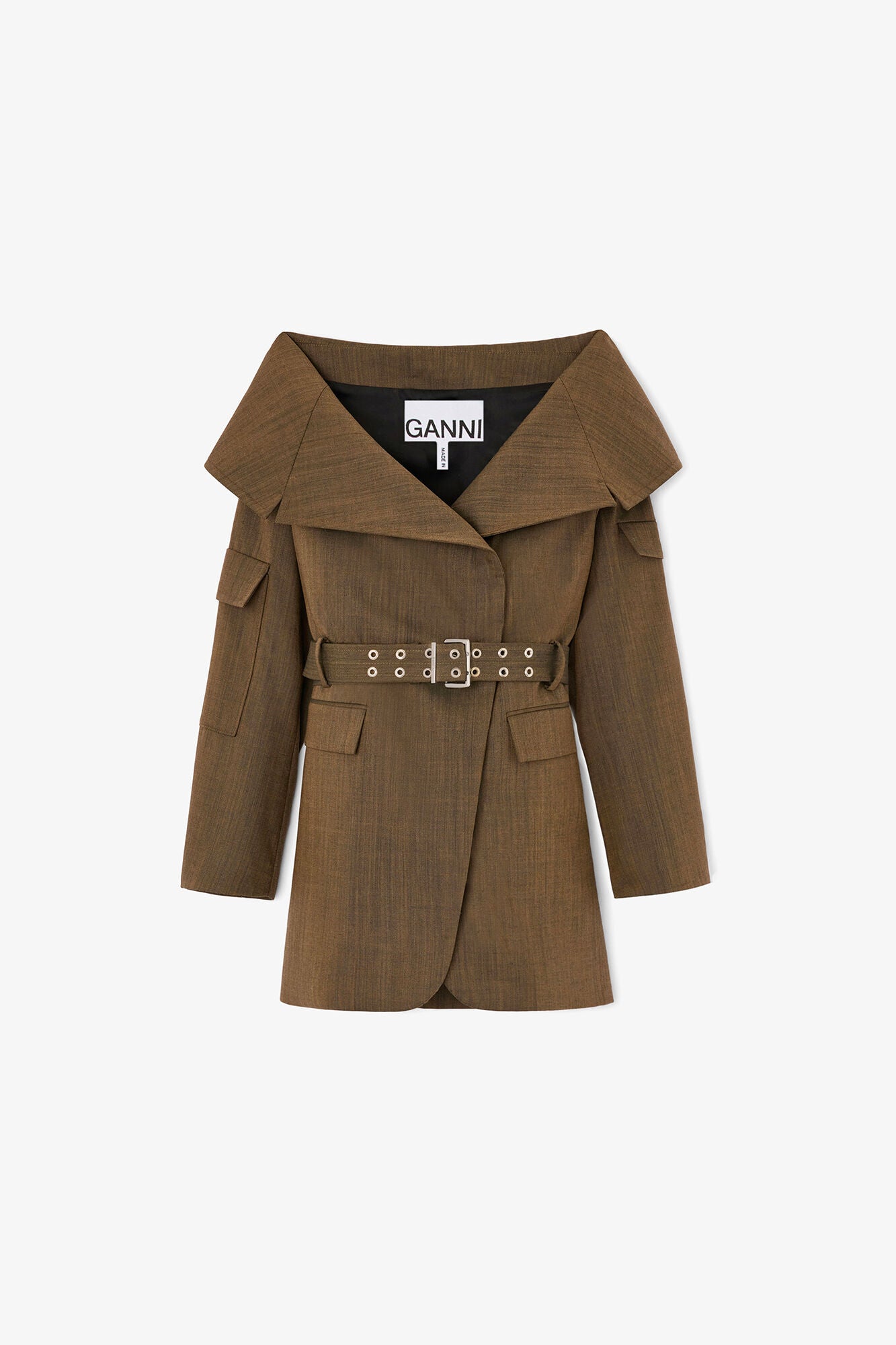 Blazer in Brown Wool Melange - GANNI