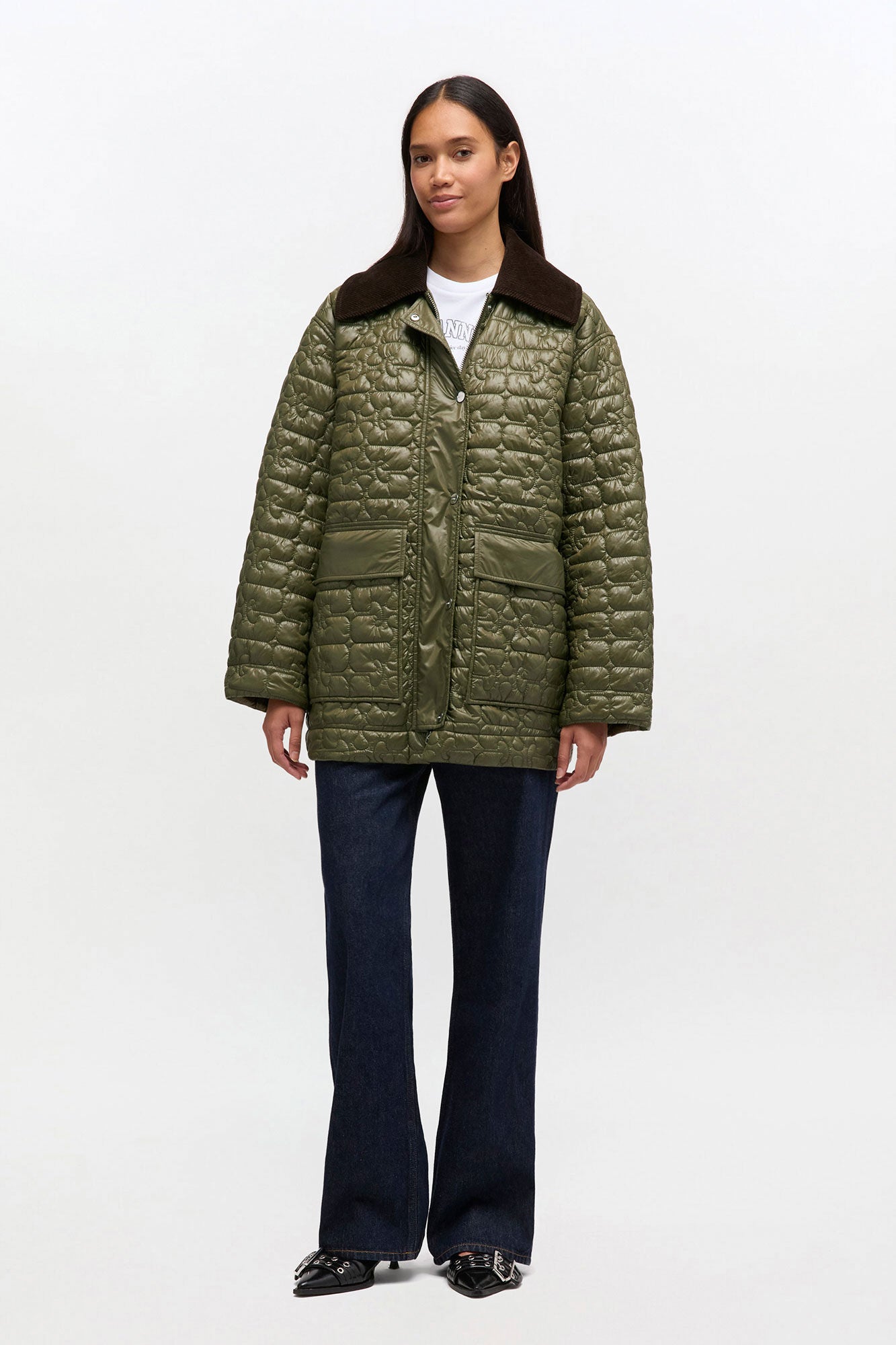 Shiny Quilt Midi Jacket - GANNI