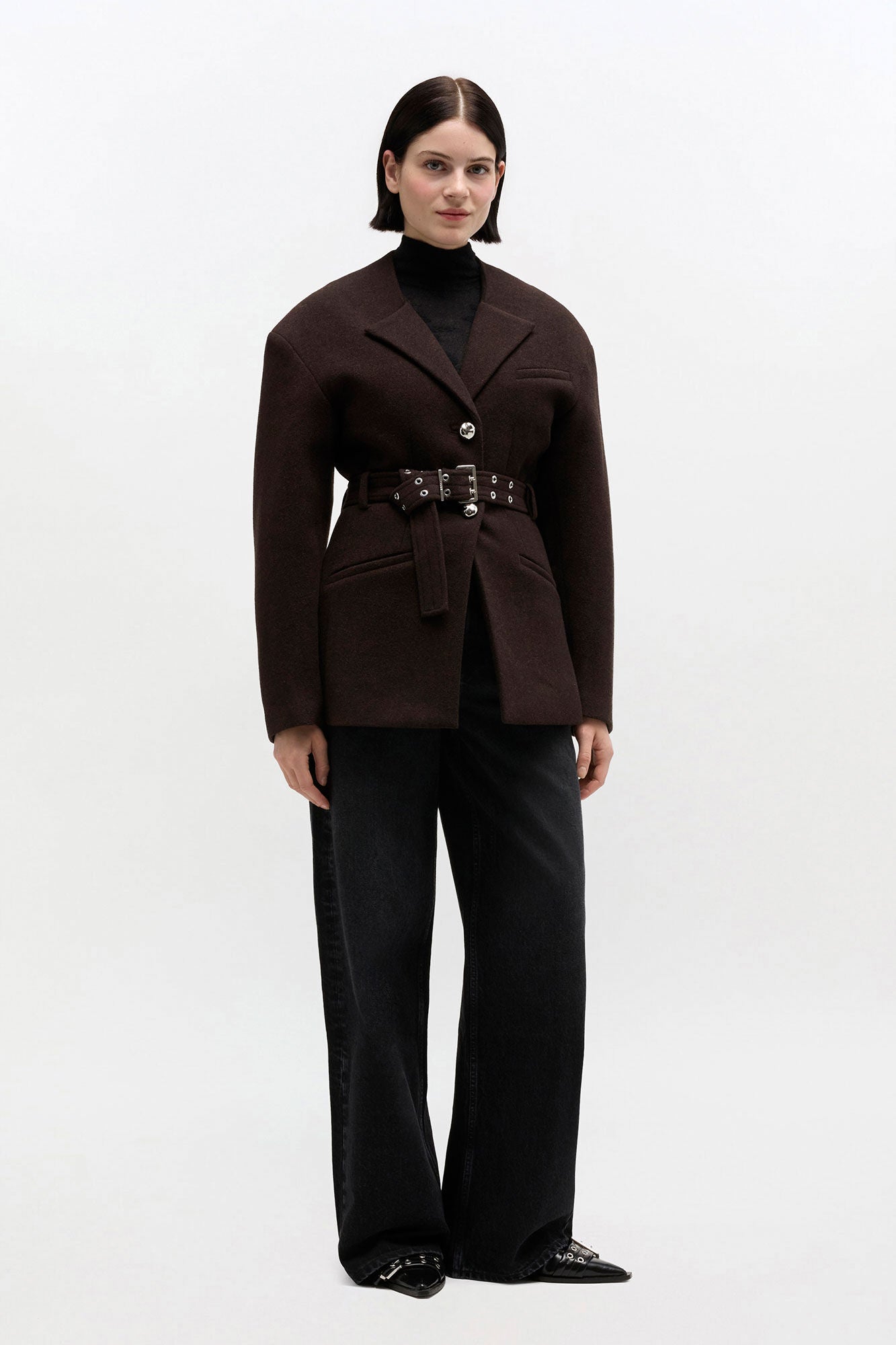 Brown Wool Jacket - GANNI