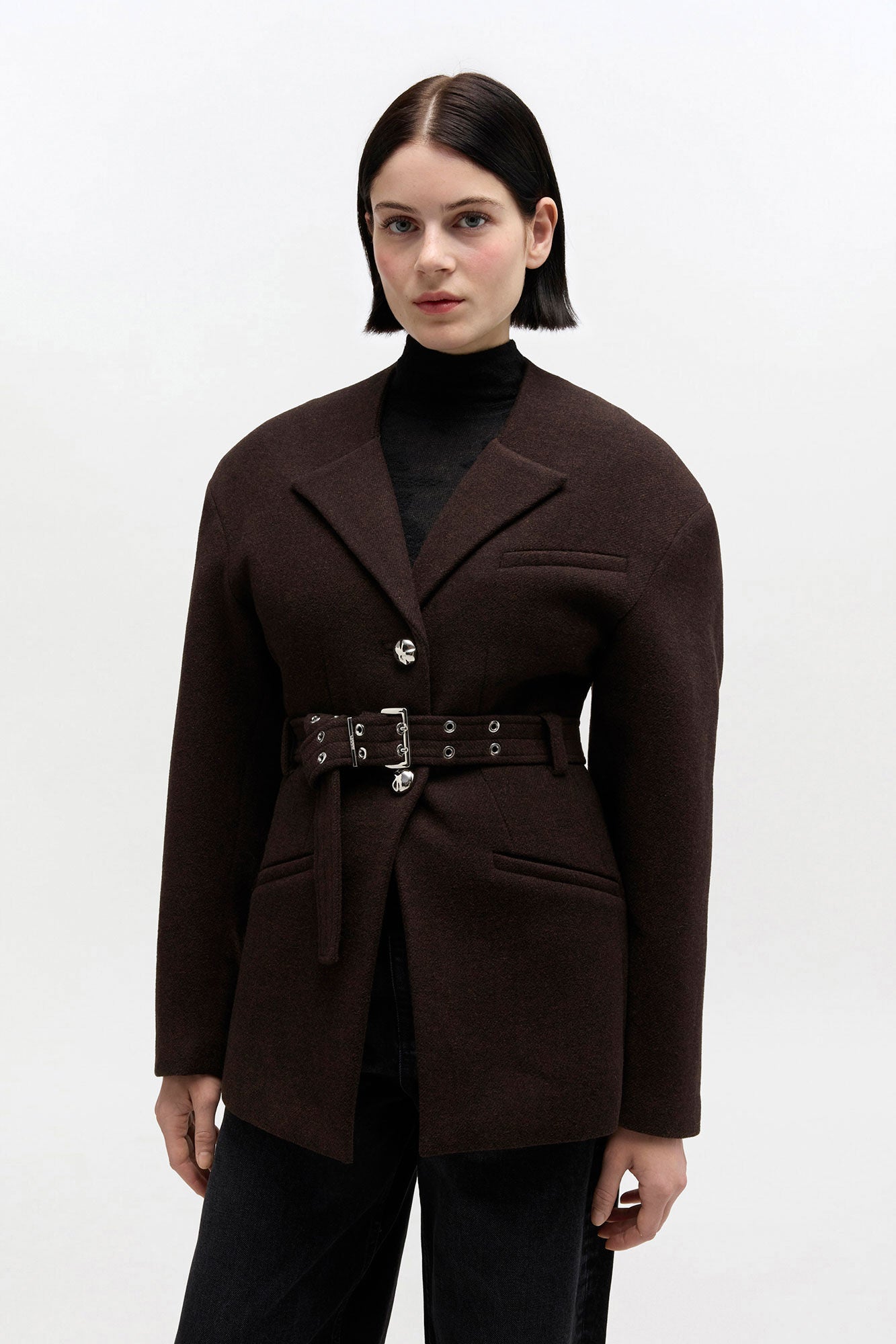 Brown Wool Jacket - GANNI