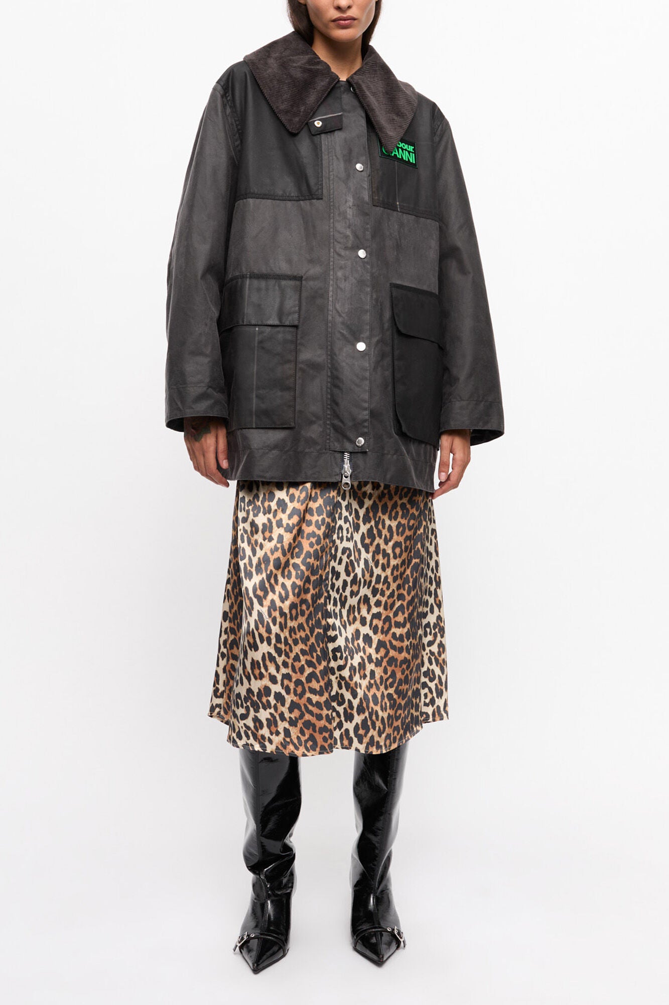 GANNI x Barbour Waxed Duffle Coat - GANNI