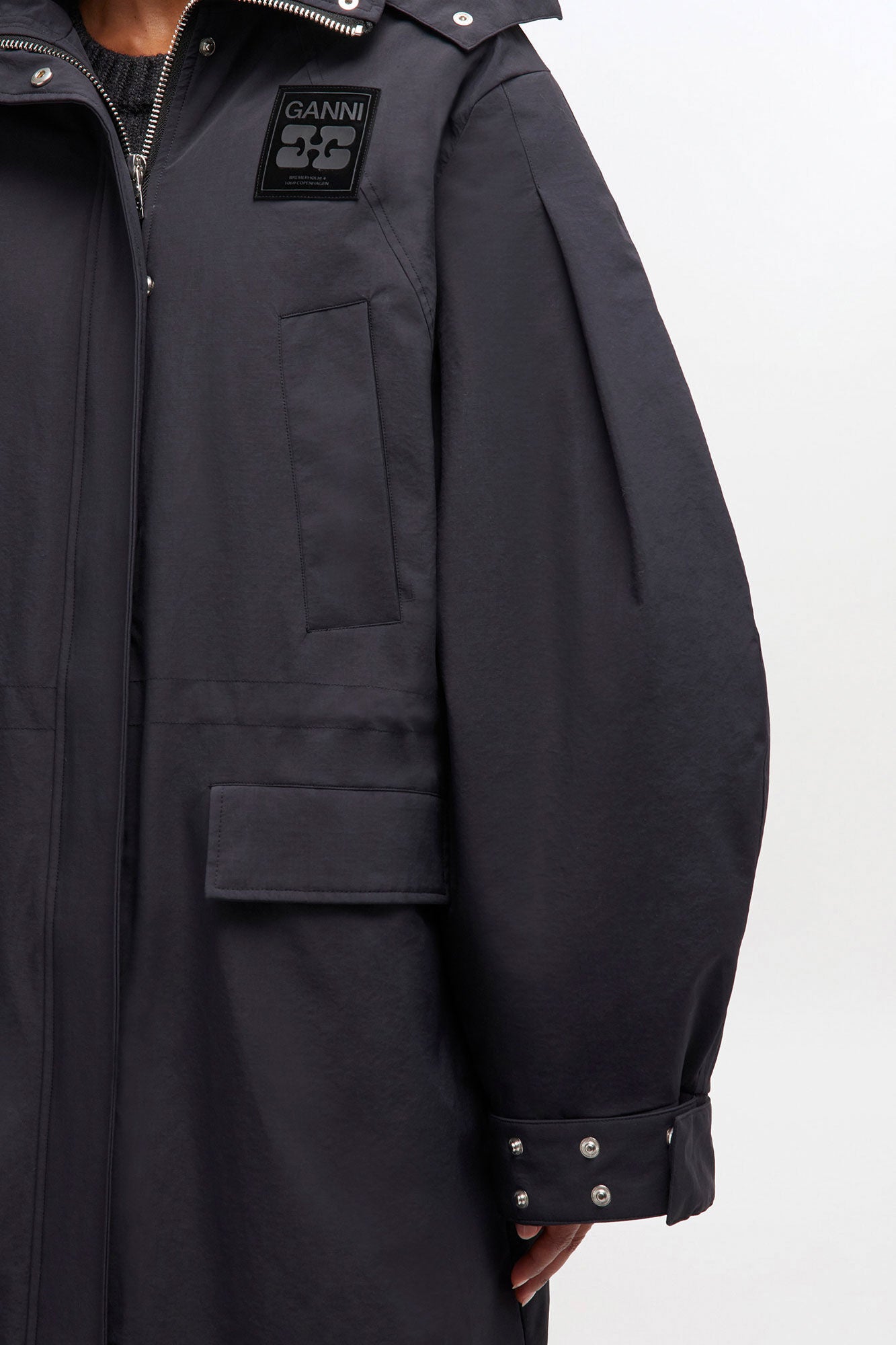 Oversized Dark Grey Tri-Layer Parka Coat - GANNI