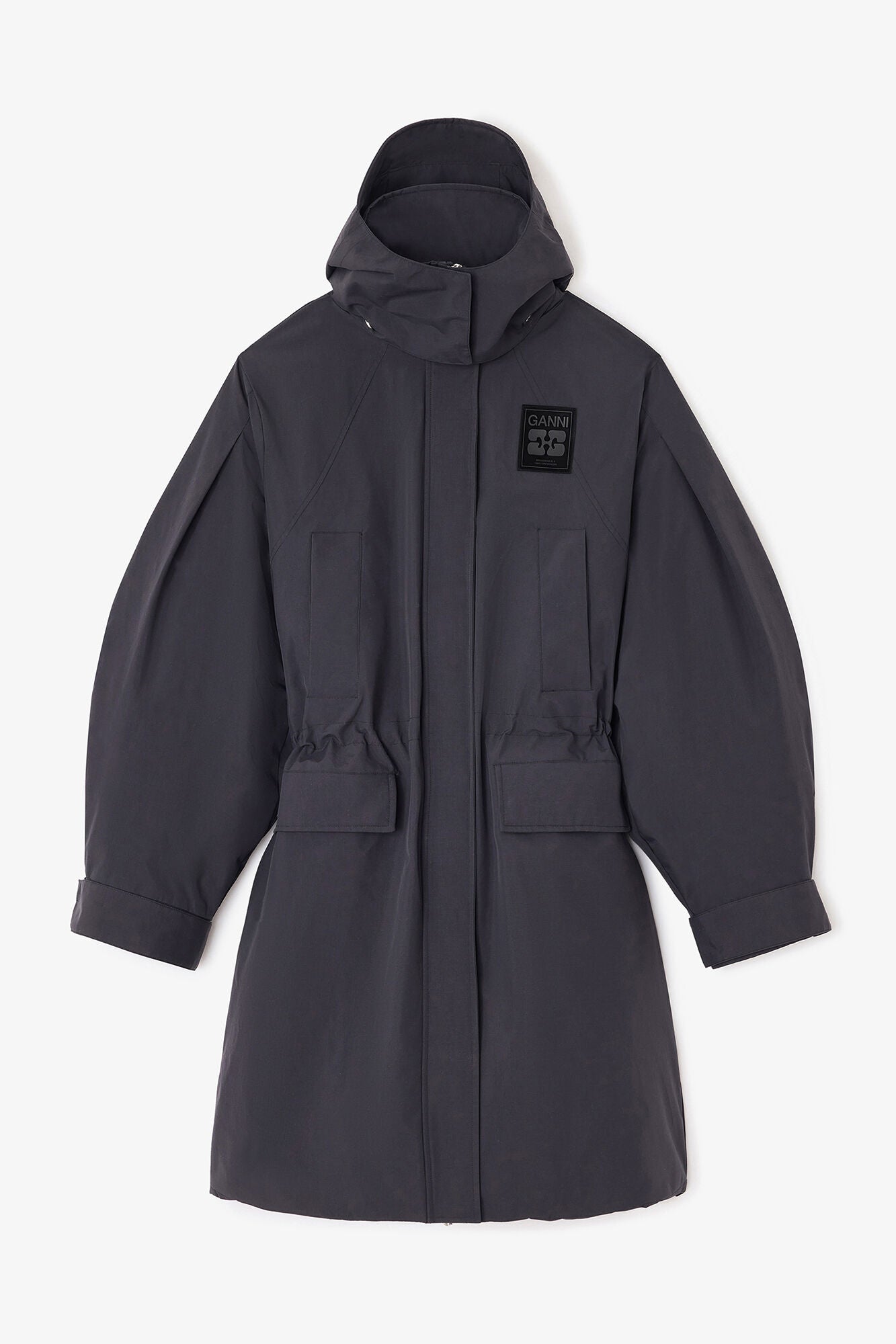 Oversized Dark Grey Tri-Layer Parka Coat - GANNI