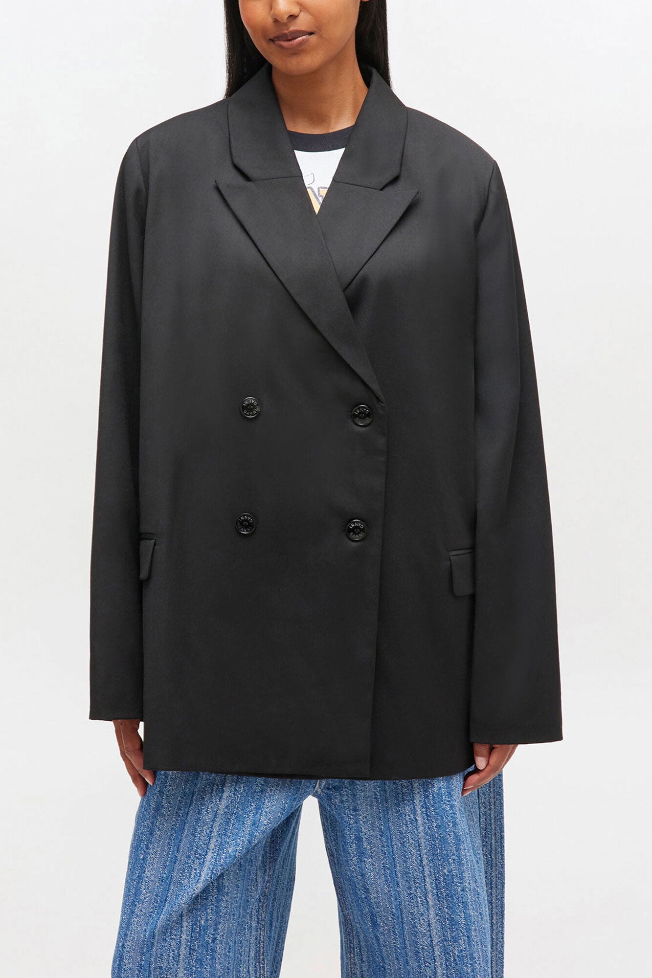 Double-breasted Wool Blazer - GANNI