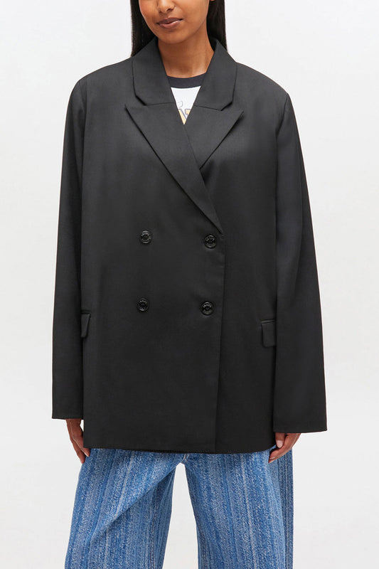 Double-breasted Wool Blazer - GANNI