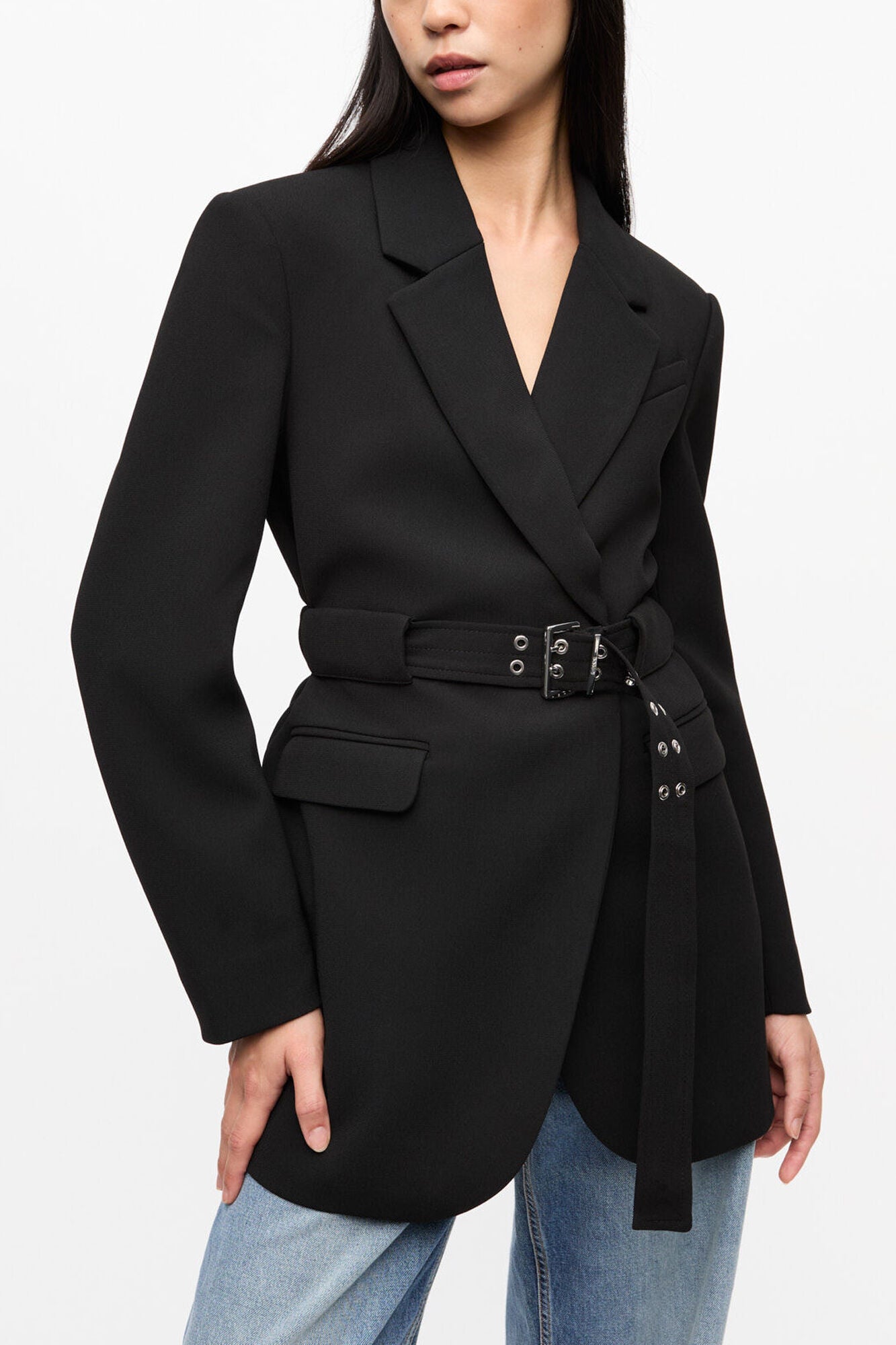 Black Bonded Crepe Blazer - GANNI