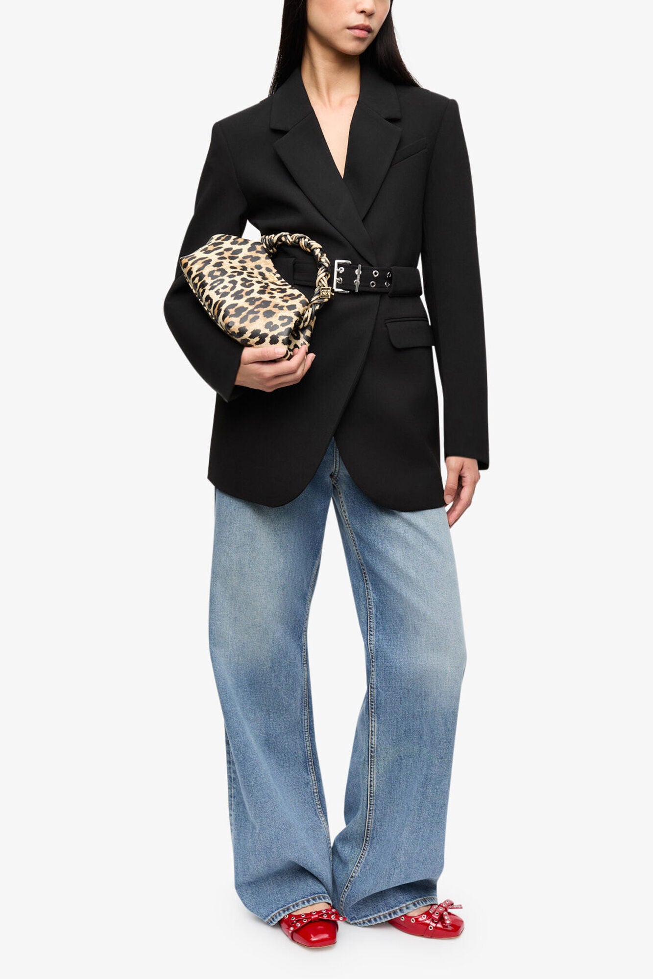 Black Bonded Crepe Blazer - GANNI