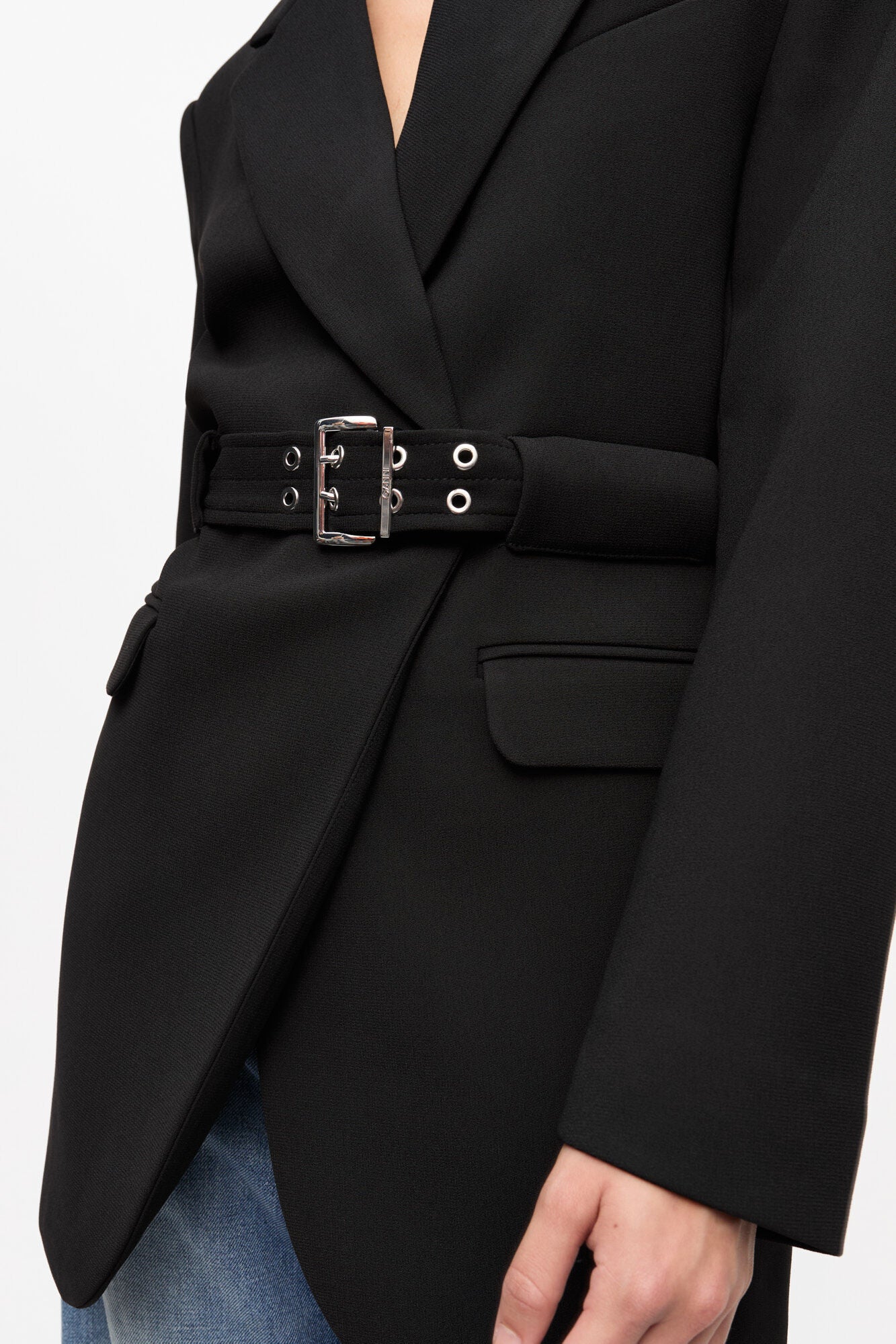 Black Bonded Crepe Blazer - GANNI