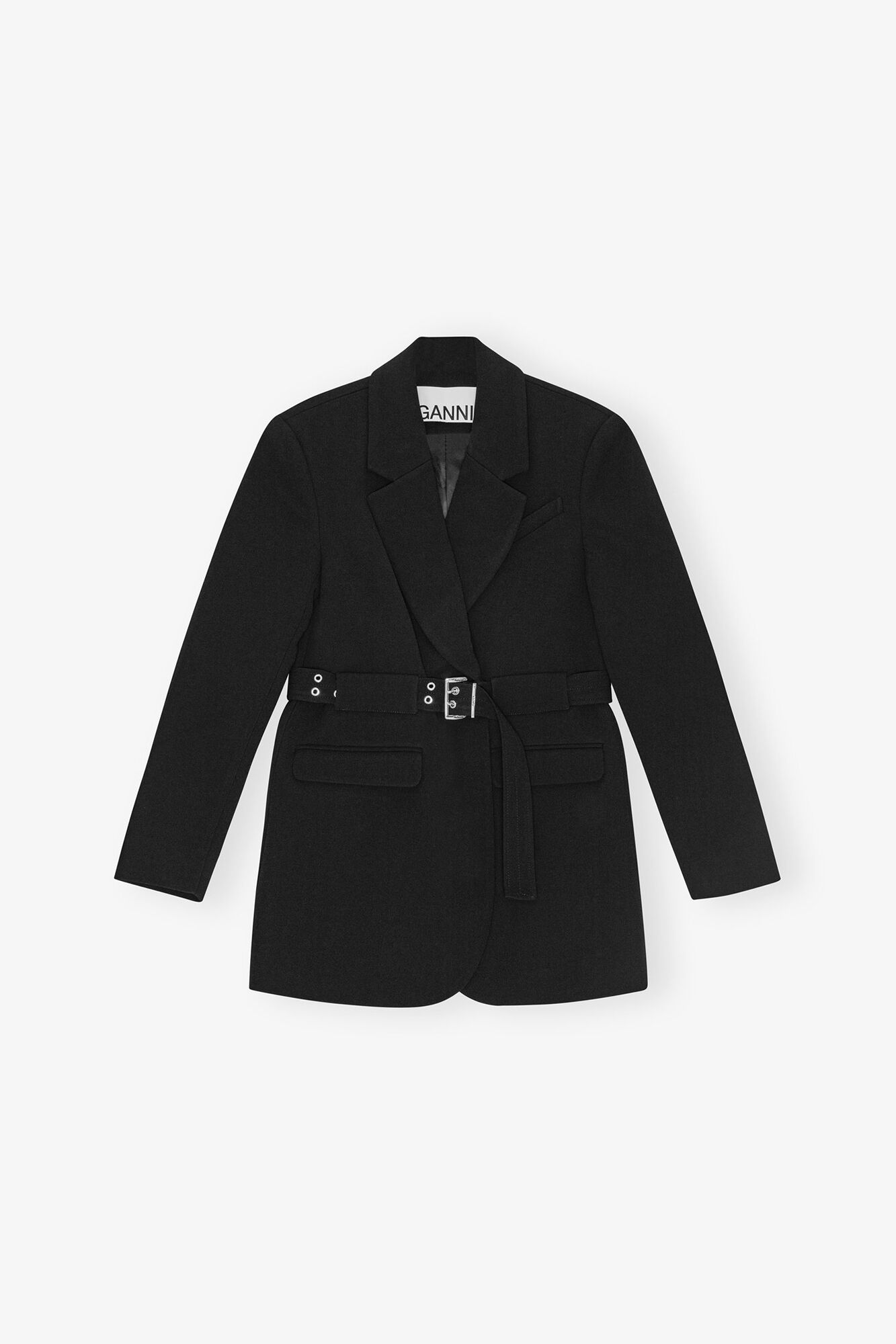 Black Bonded Crepe Blazer - GANNI