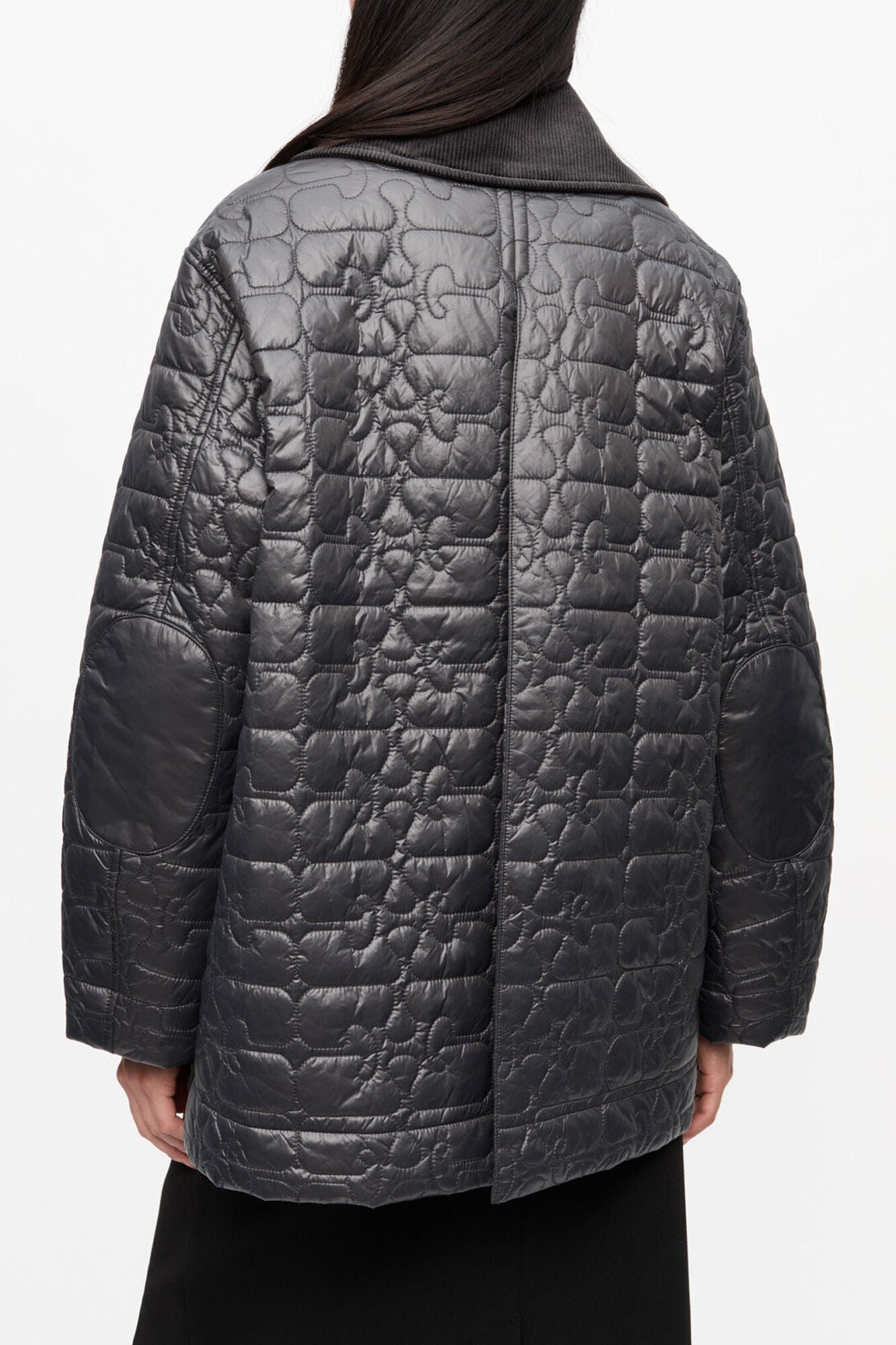 Black Shiny Quilt Midi Jacket - GANNI