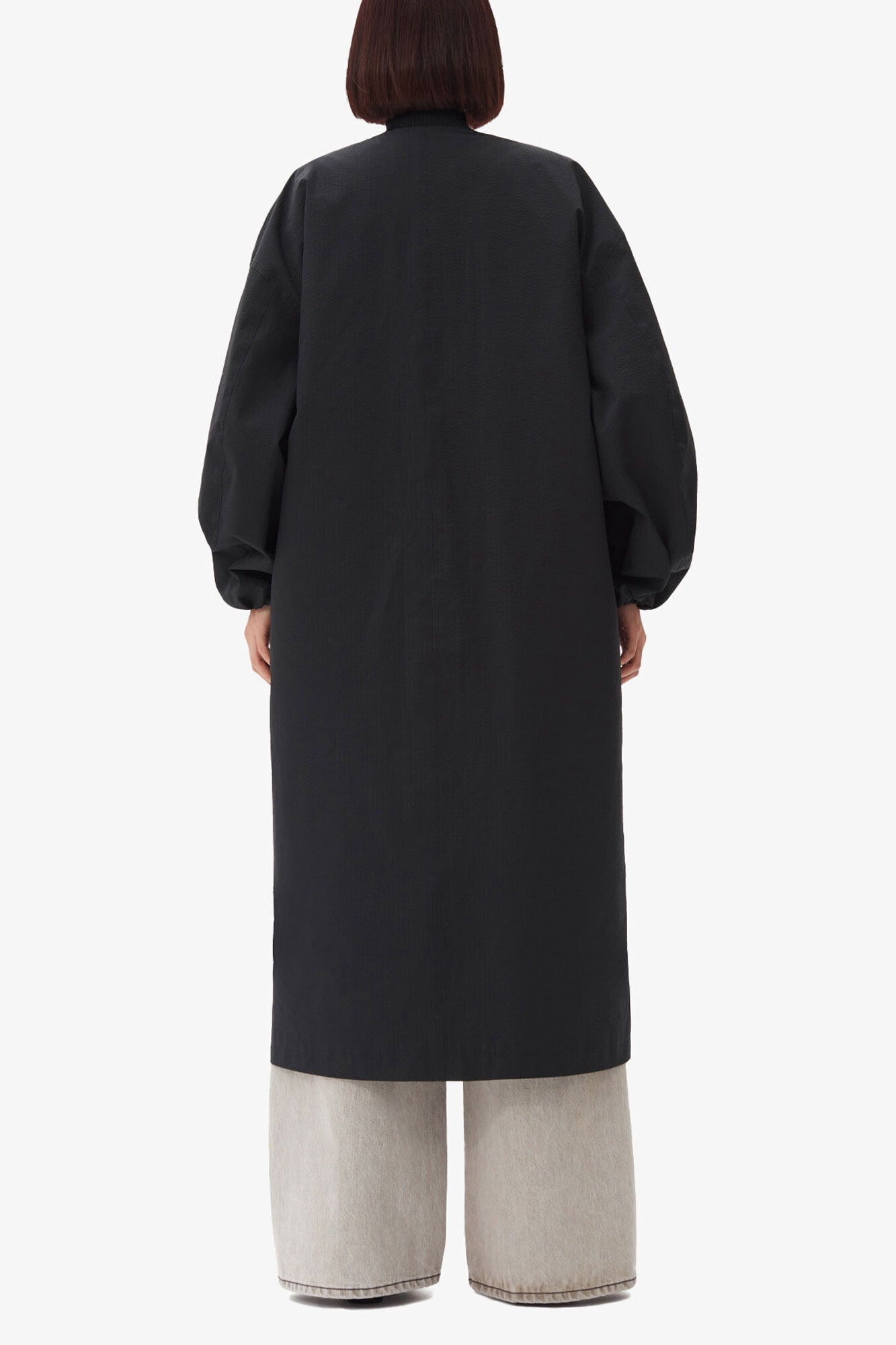 Black Tech Seersucker Oversized Shell Coat - GANNI