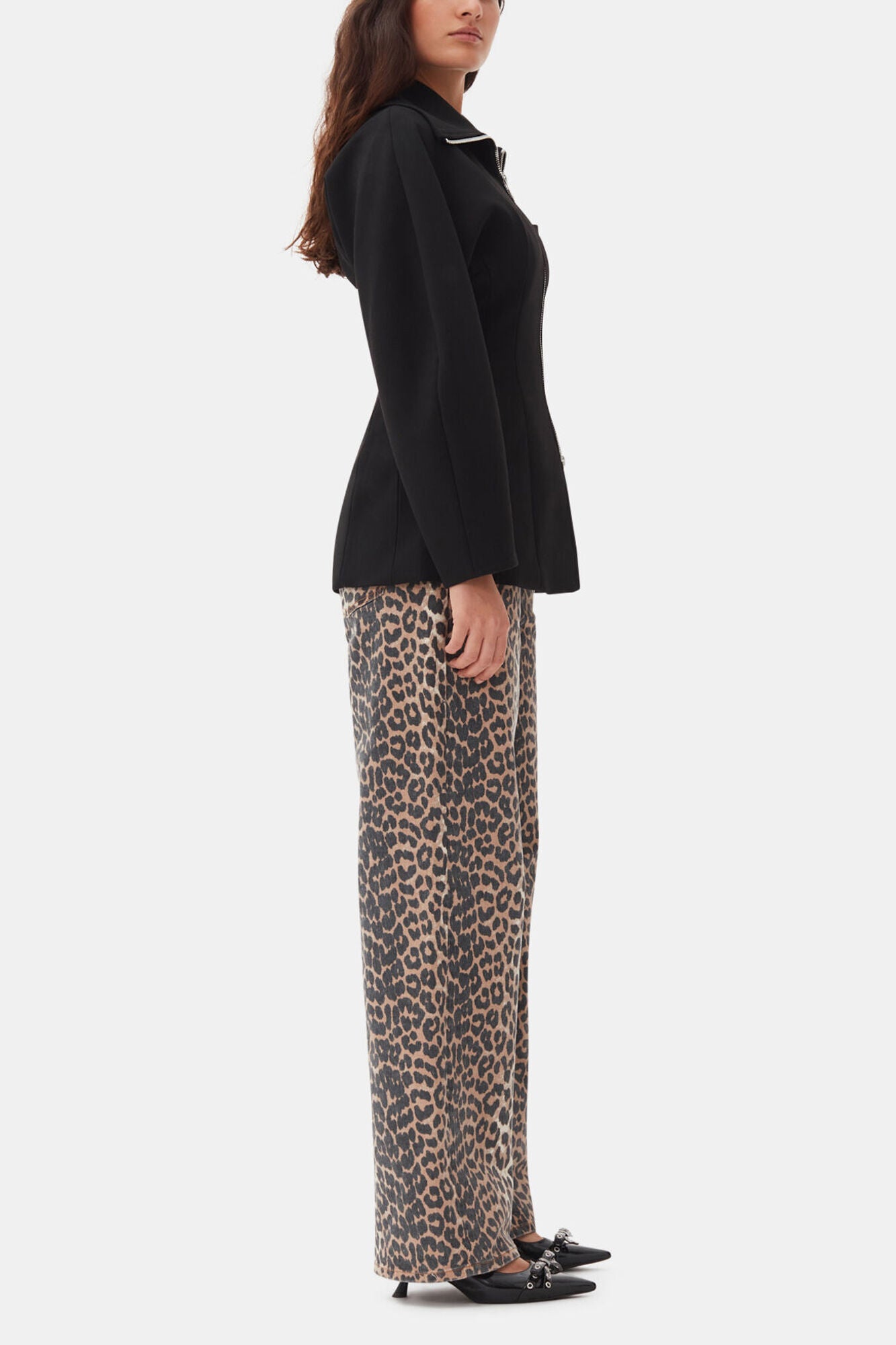 Black Bonded Crepe Curve Sleeve Jacket - GANNI