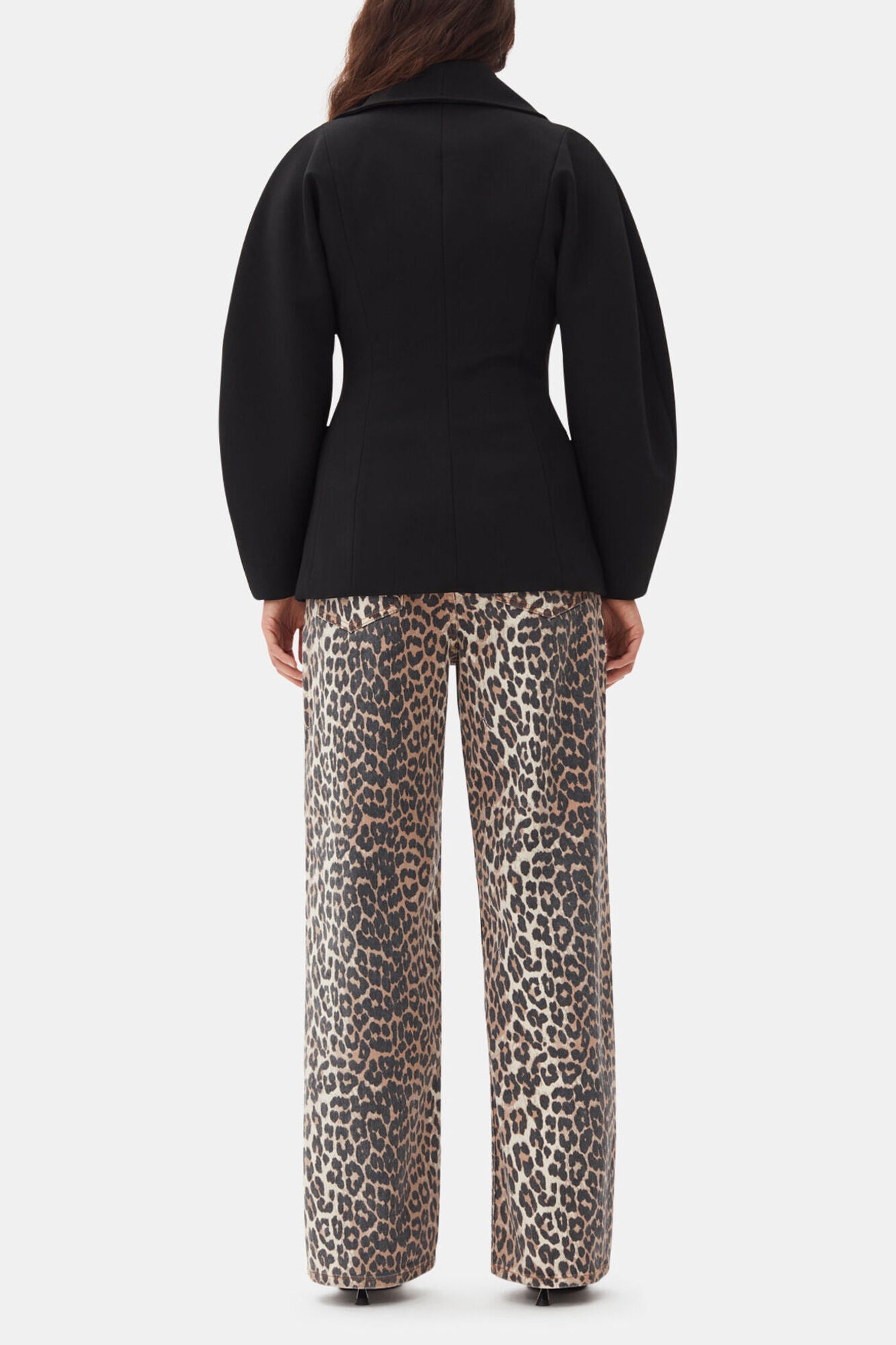 Black Bonded Crepe Curve Sleeve Jacket - GANNI