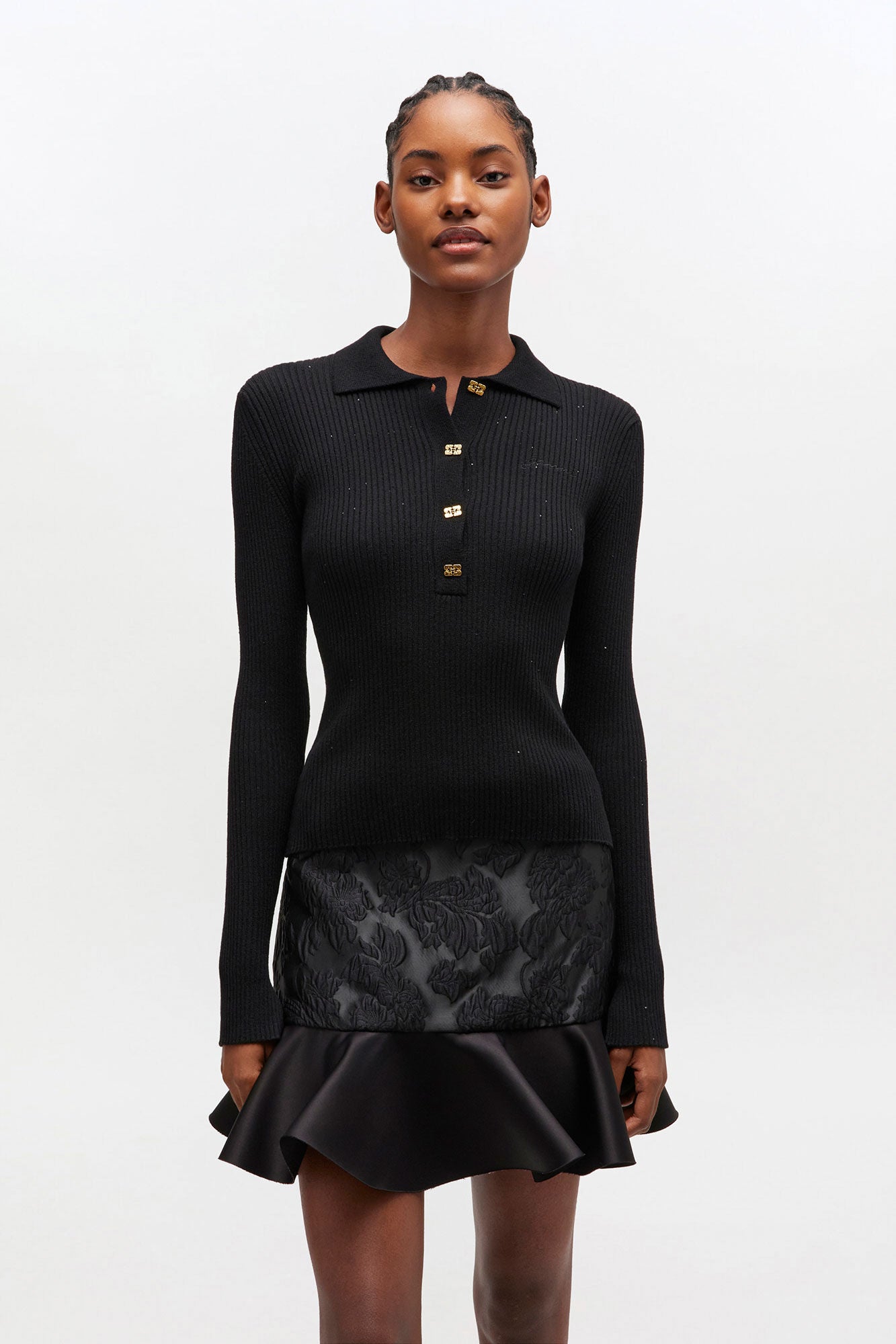 Fine Sequin Knitted Polo - GANNI