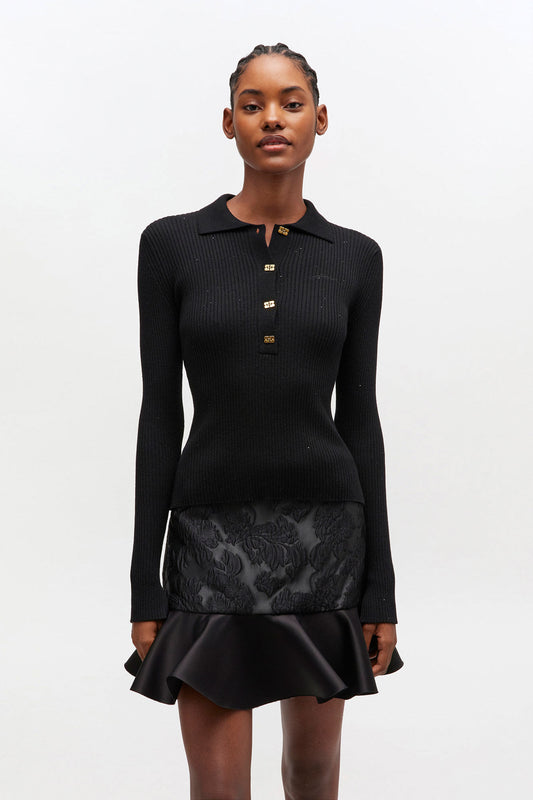 Fine Sequin Knitted Polo - GANNI