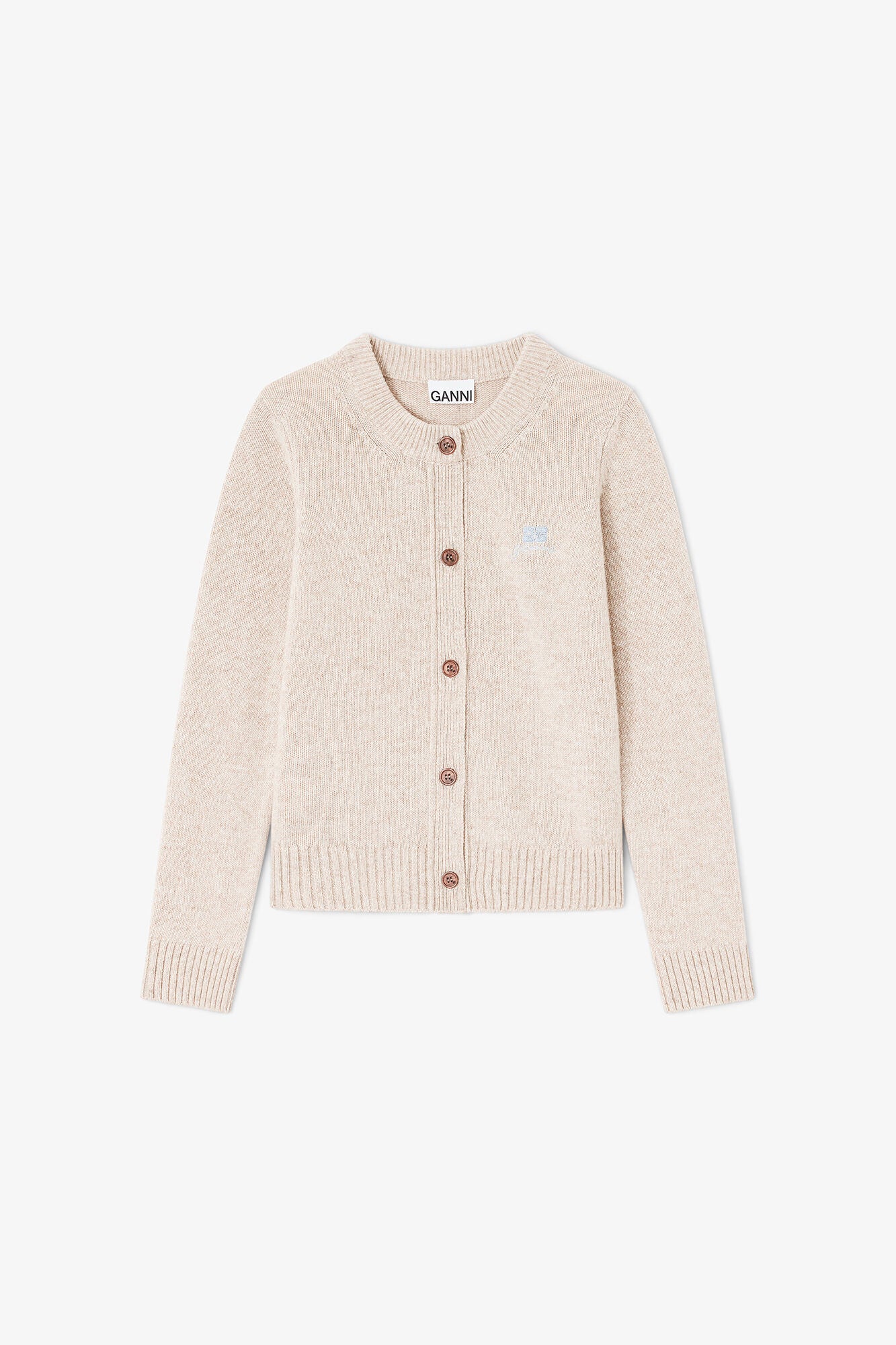 Beige Wool Mix Cardigan - GANNI