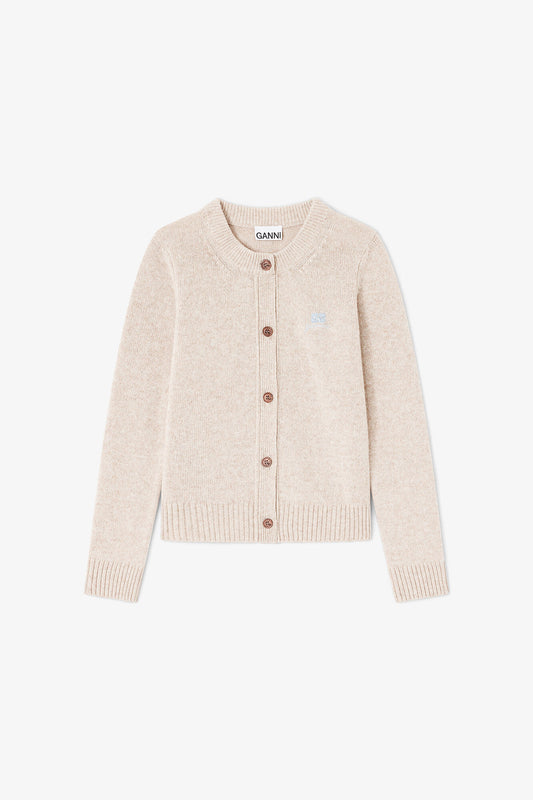 Beige Wool Mix Cardigan - GANNI