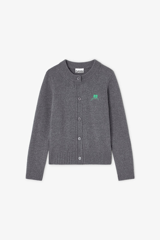 Grey Wool Mix Cardigan - GANNI