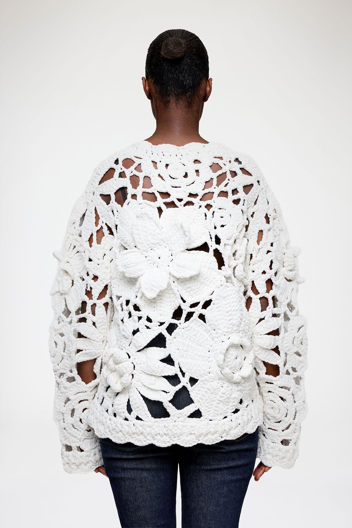Hand Crochet Crewneck in White - GANNI