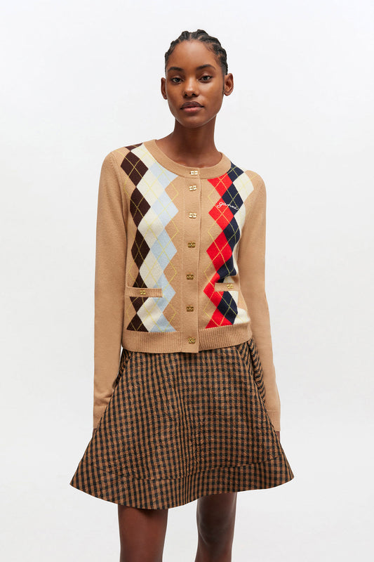 Argyle Print Cardigan - GANNI