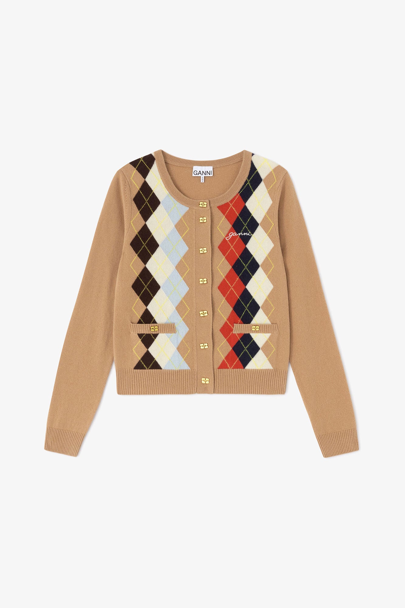 Argyle Print Cardigan - GANNI