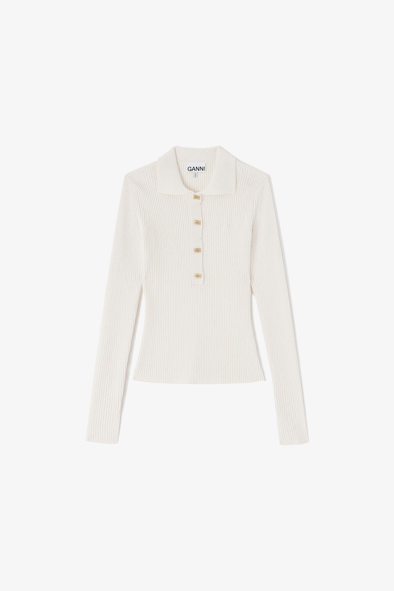 Fine Sequin Knitted Polo - GANNI