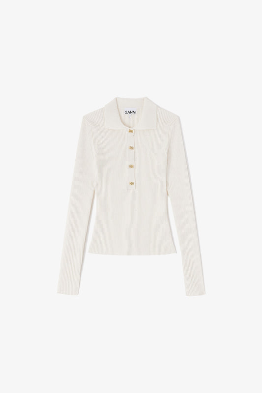 Fine Sequin Knitted Polo - GANNI