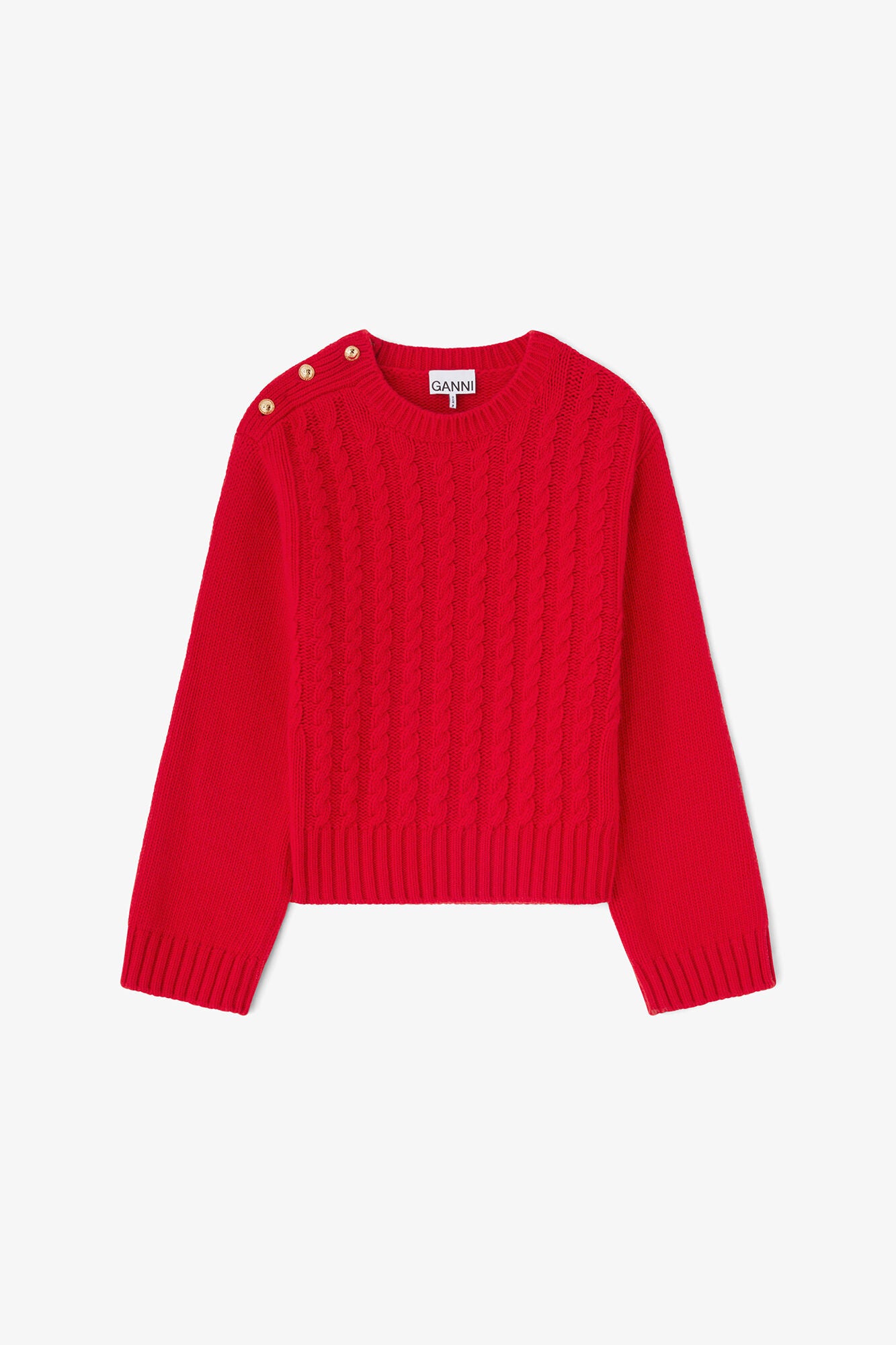 Red Cable Wool Mix Sweater - GANNI