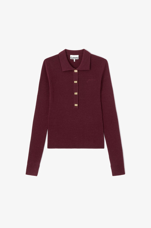 Knitted Polo Shirt - GANNI